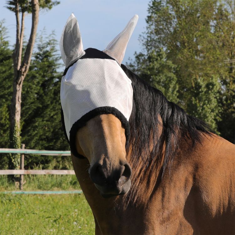 Maschera antimosche in nylon con copriorecchie e chiusura velcro