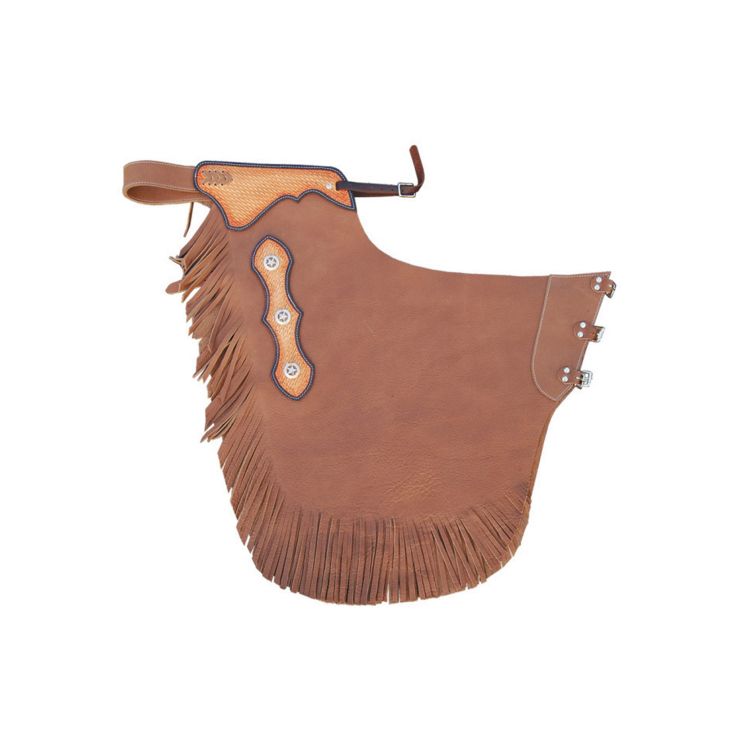 Chaps in pelle pieno fiore modello Rodeo con riporti in cuoio