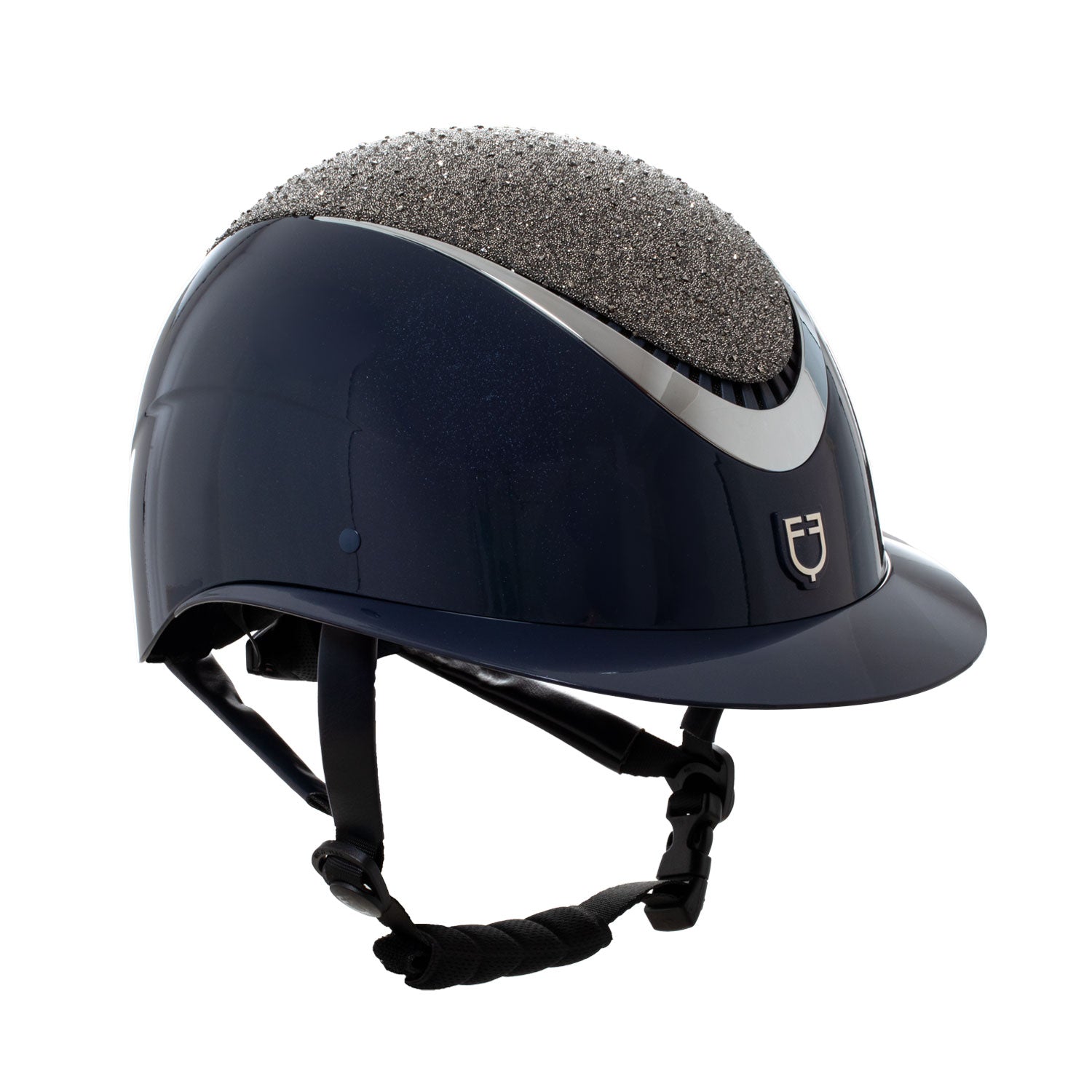 Equestro women's star helmet wide visor rowel fitting - Colore NAVY/SILVER