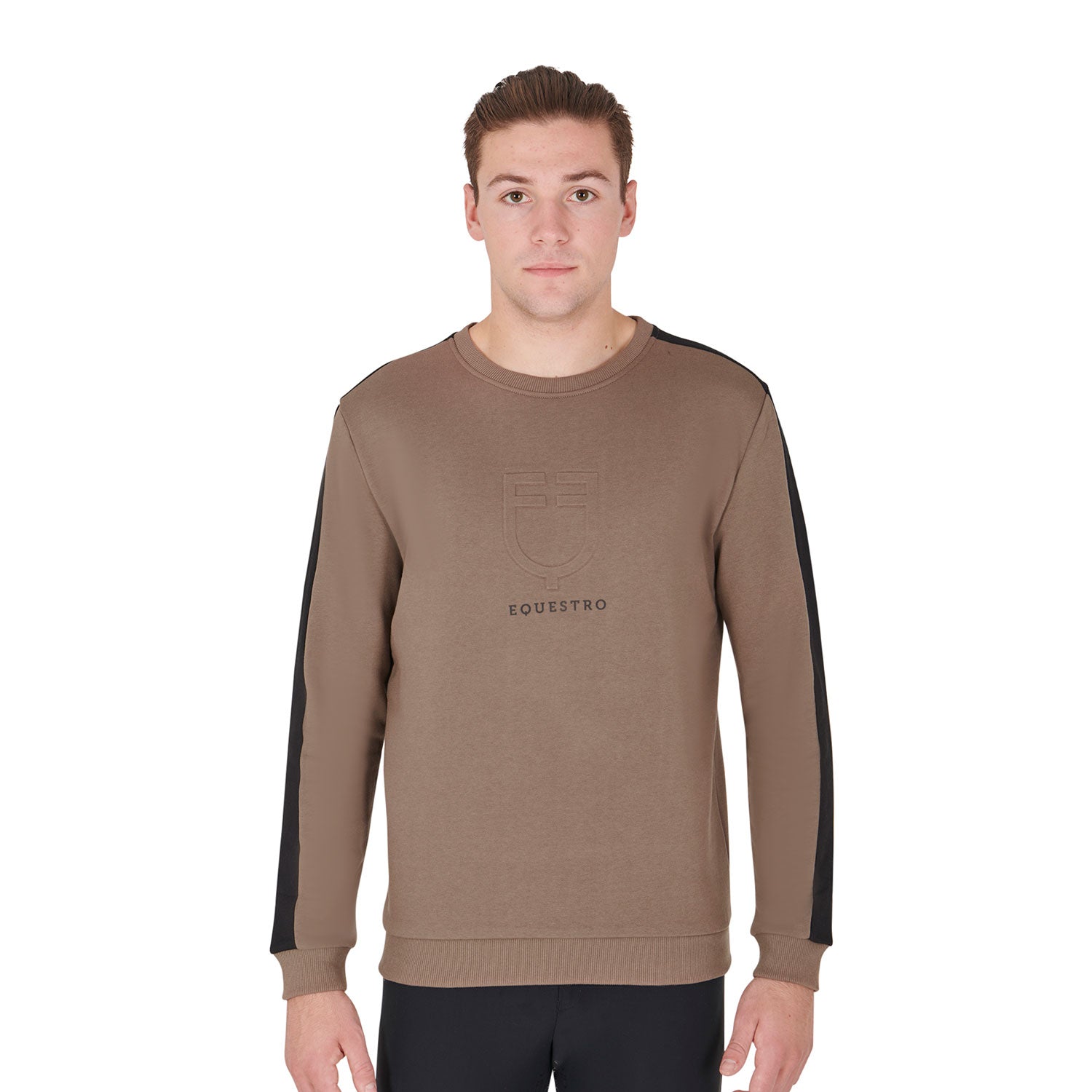 Equestro man winter round-neck sweatshirt - Colore WALNUT (18-1112)