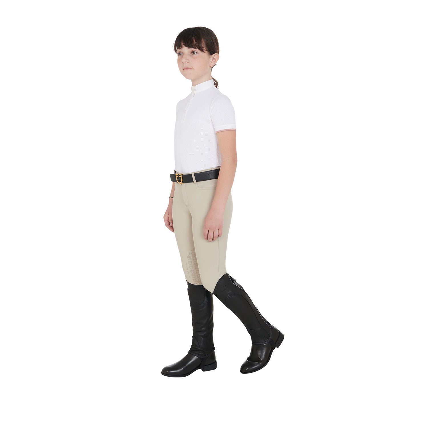 Ghette bambini Equestro Piping in cuoio con morbido elastico