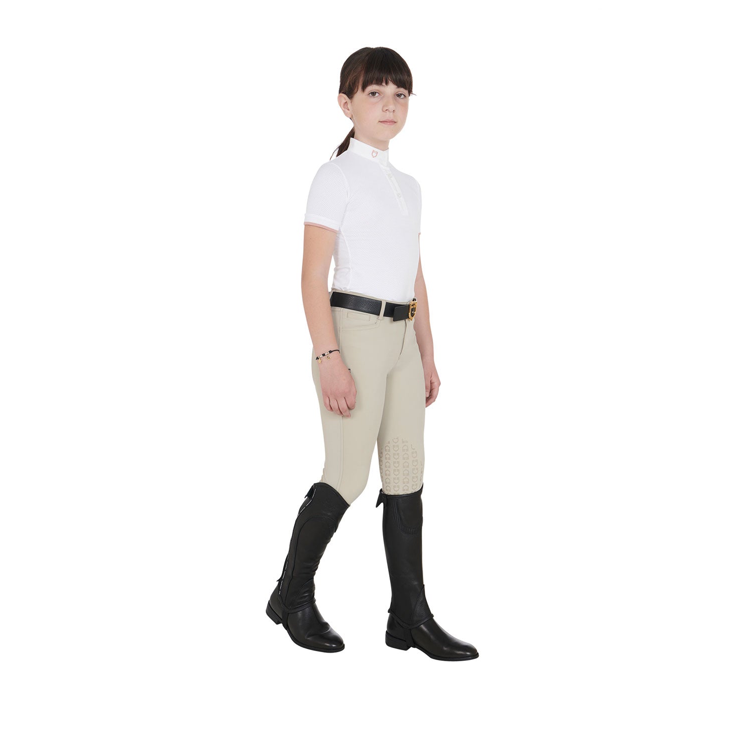 Ghette bambini Equestro Piping in cuoio con morbido elastico