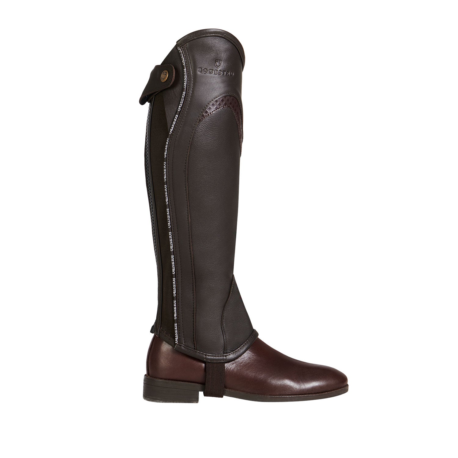Ghette unisex Equestro Piping in cuoio di alta qualità con profilo a contrasto