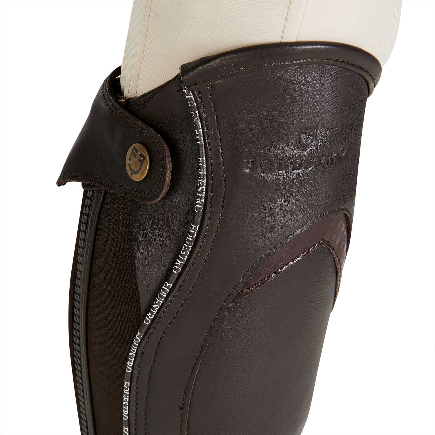 Ghette unisex Equestro Piping in cuoio di alta qualità con profilo a contrasto