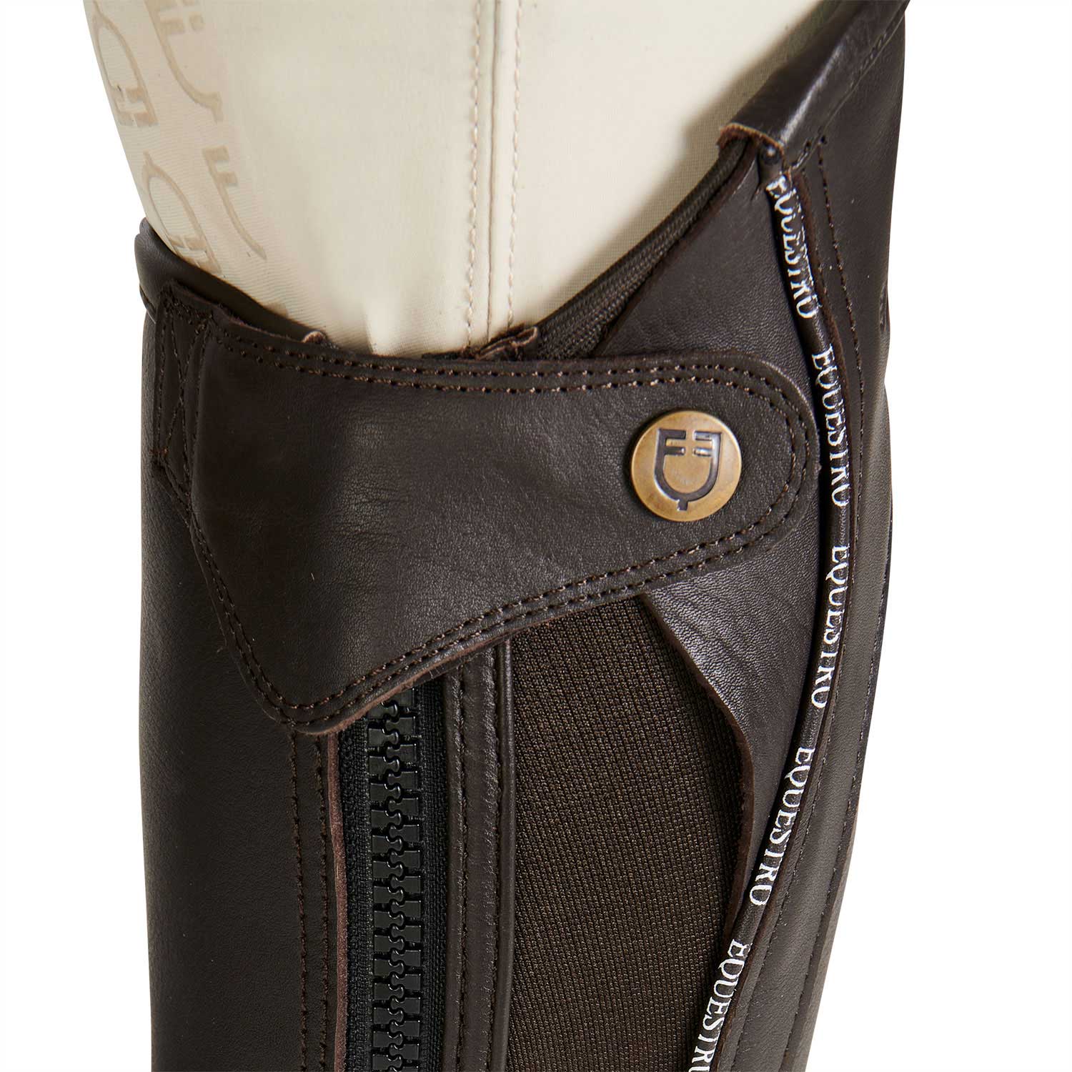 Ghette unisex Equestro Piping in cuoio di alta qualità con profilo a contrasto