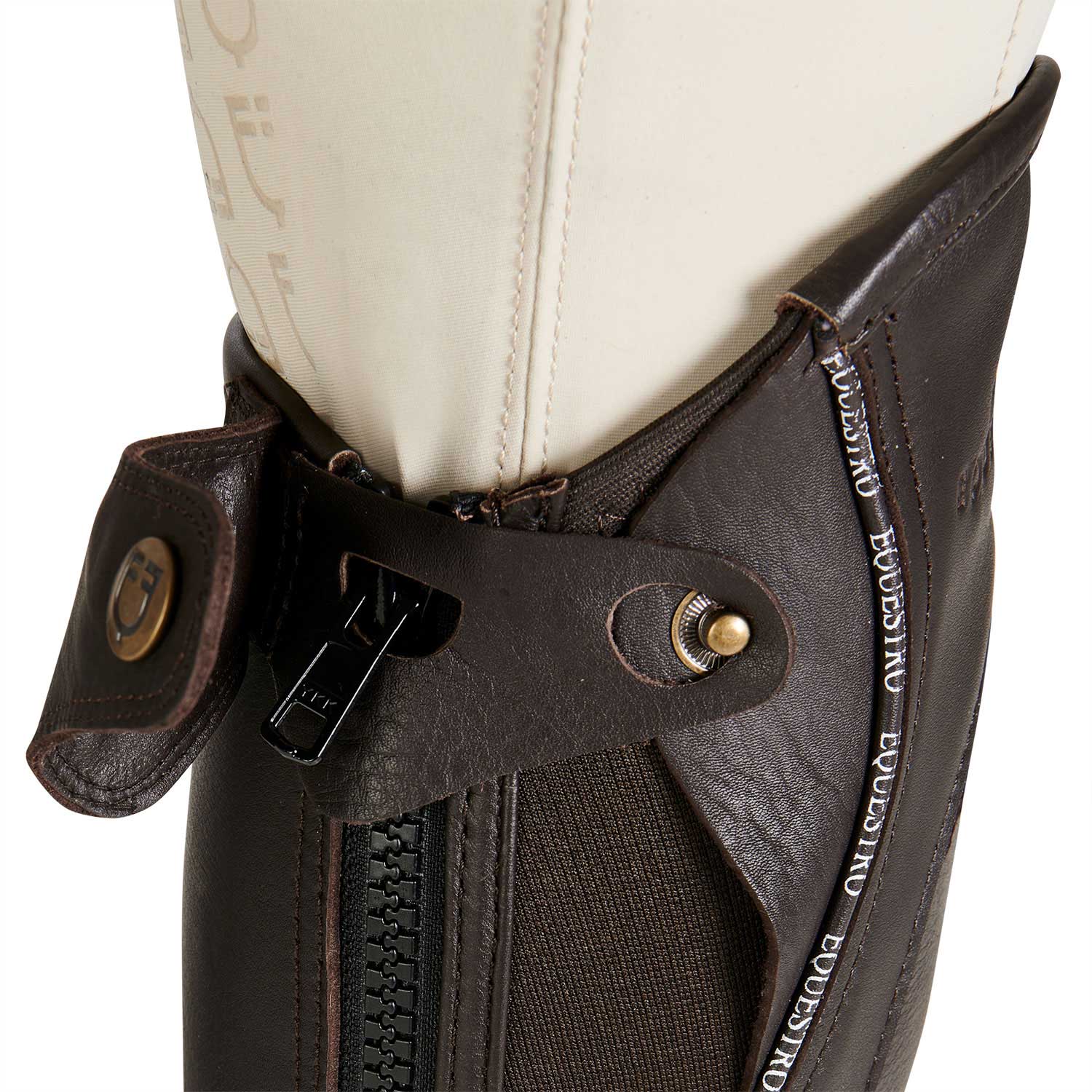 Ghette unisex Equestro Piping in cuoio di alta qualità con profilo a contrasto
