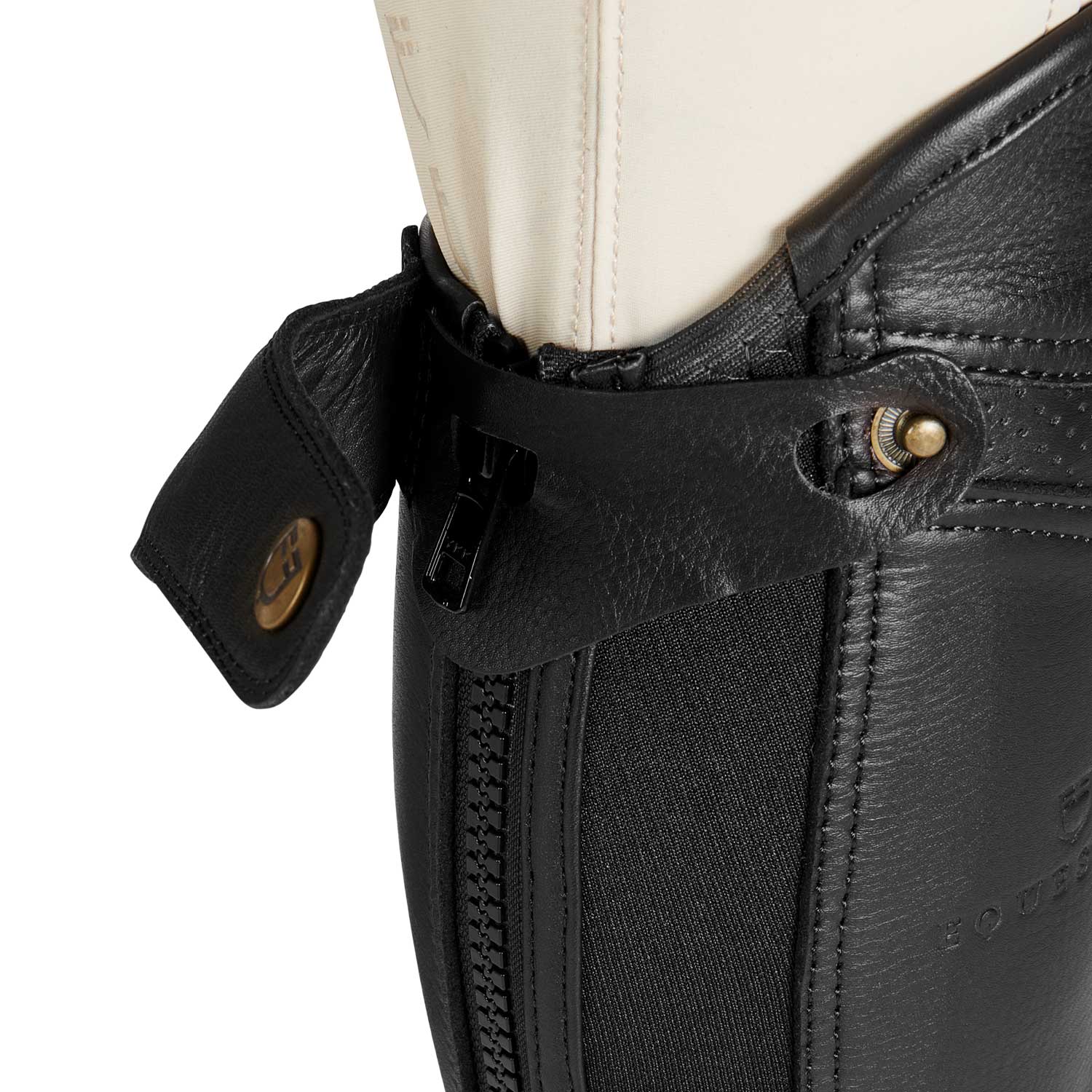 Ghette unisex Equestro Salisbury in pelle e inserti in pelle traforata