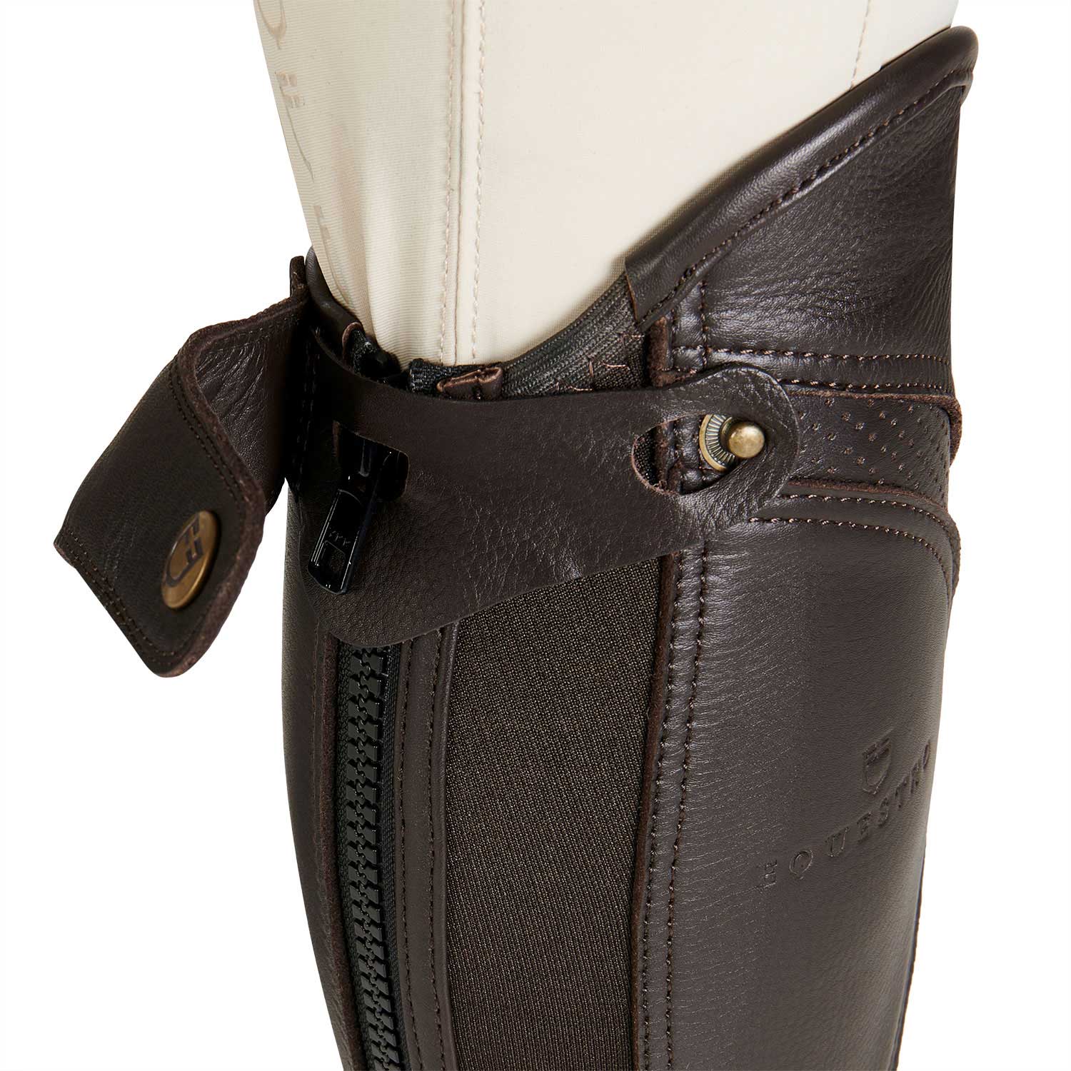 Ghette unisex Equestro Salisbury in pelle e inserti in pelle traforata