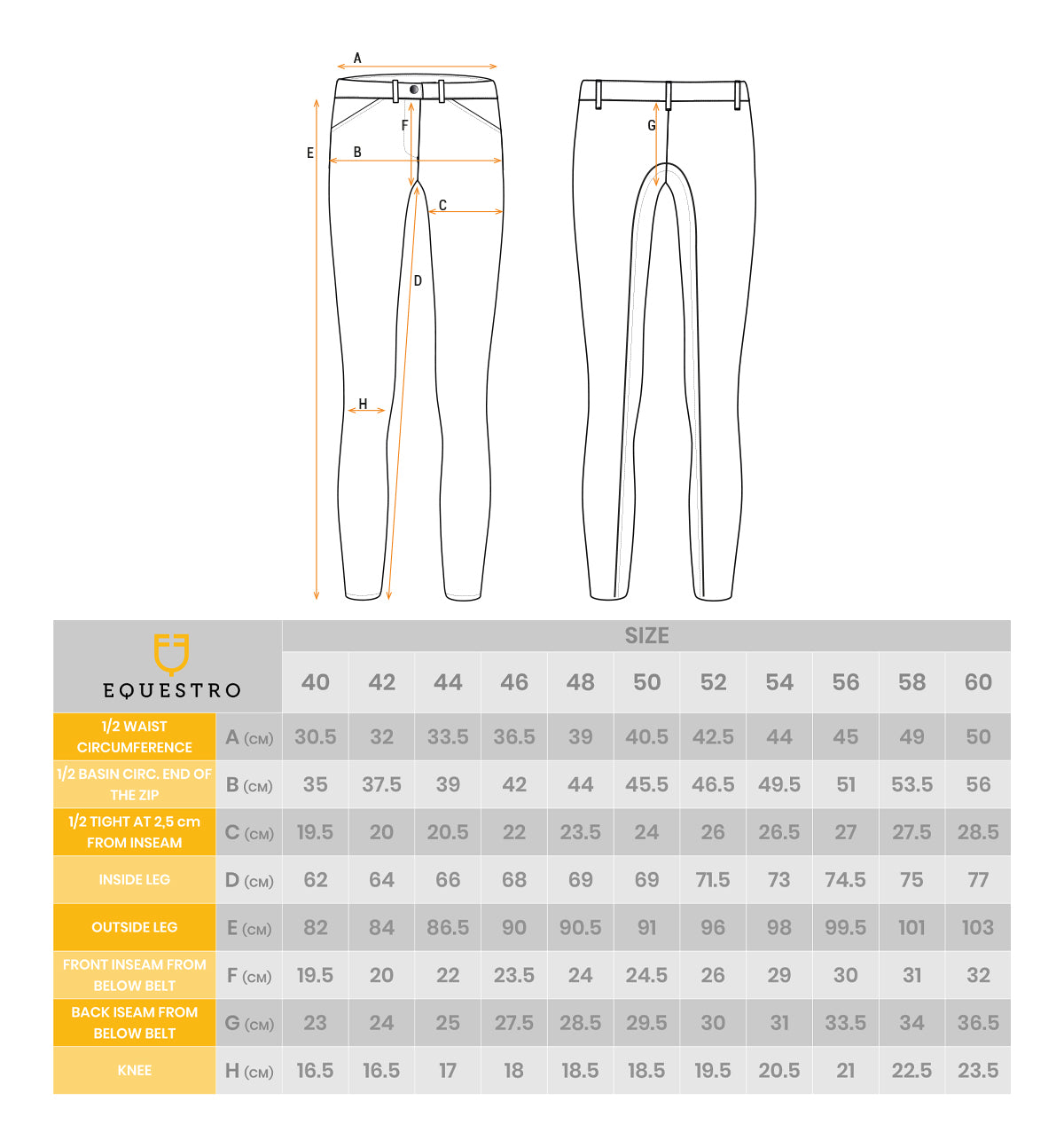 Pantaloni uomo slim fit Equestro modello Hermes con grip al ginocchio