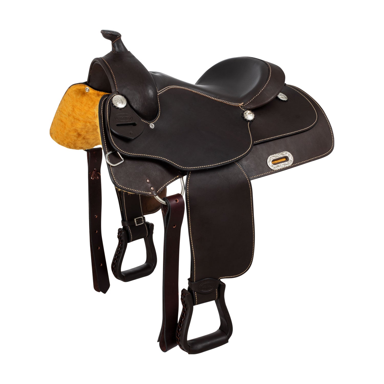 Sella western modello Reining Class realizzata in morbida pelle con cuciture a contrasto