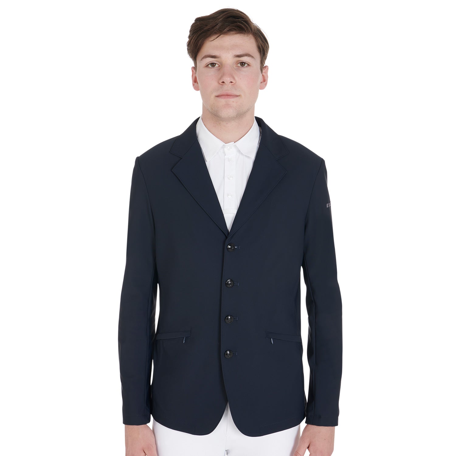 Giacca uomo da concorso modello Jumper con quattro bottoni e tasche a zip