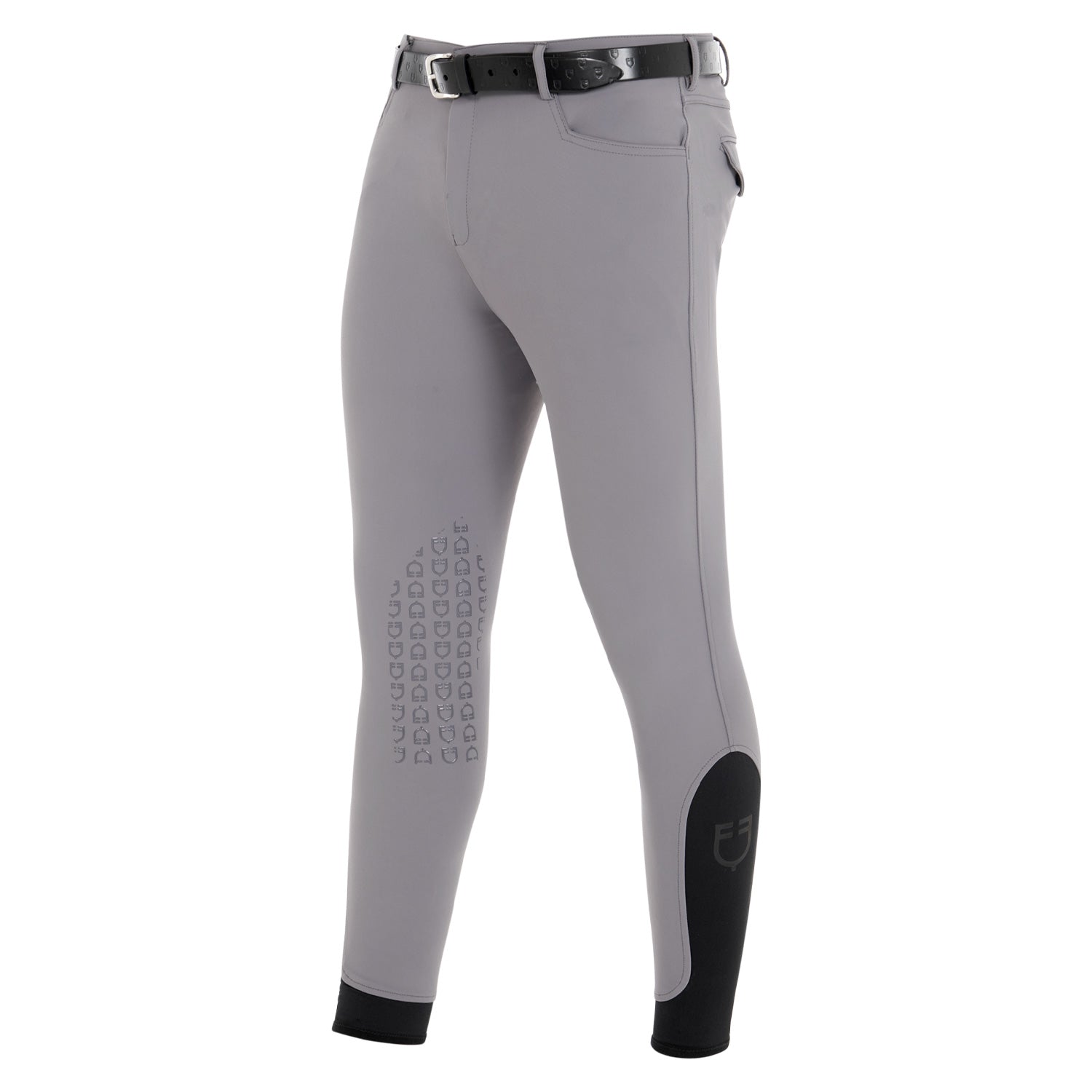 Pantaloni Uomo equitazione estivi slim in tessuto tecnico e grip al ginocchio