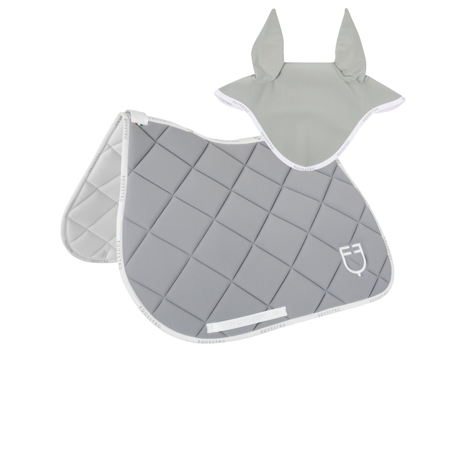 Kit Sottosella Equestro in tessuto tecnico + Cuffietta Verde Grigio/Bianco