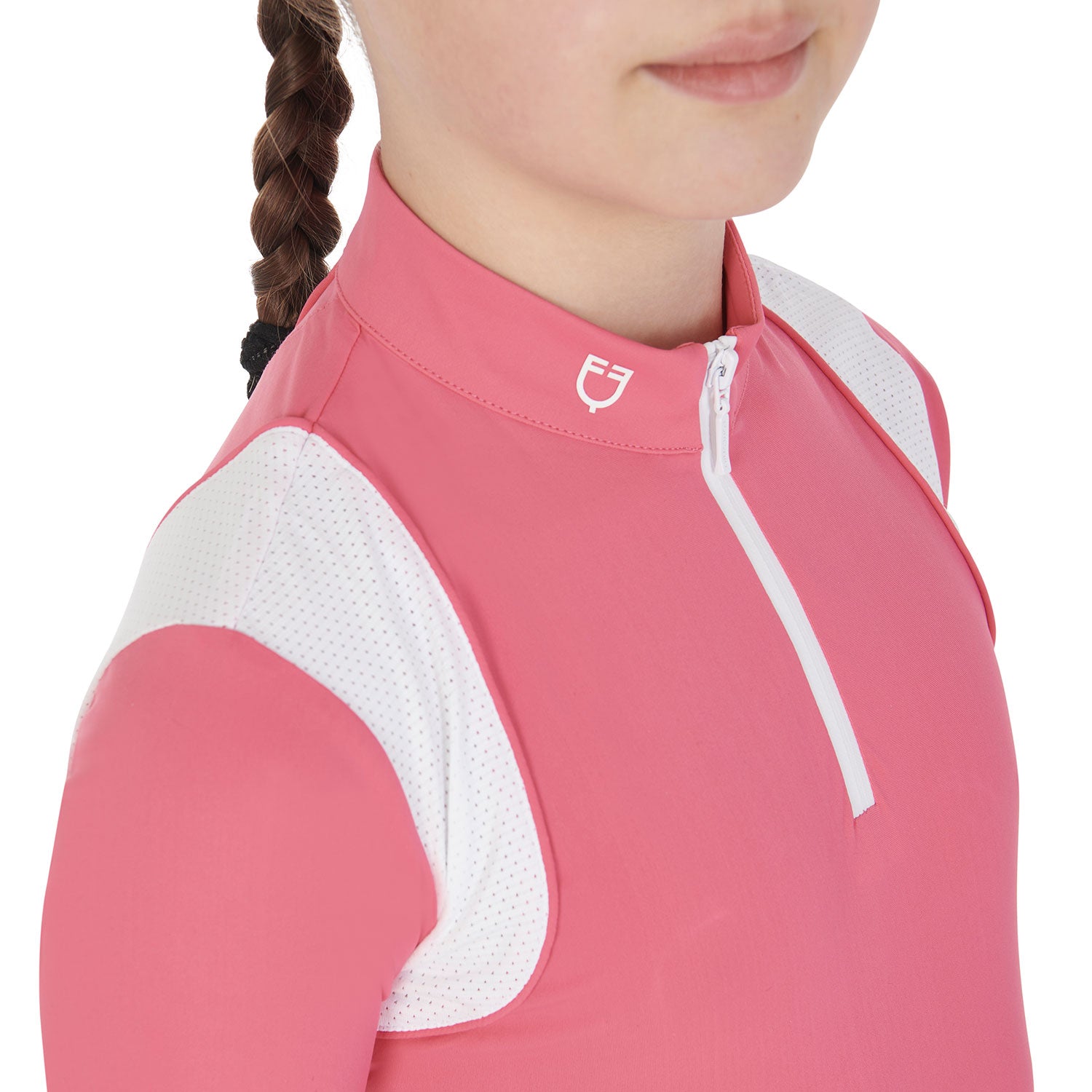 Polo bambina Equestro slim fit in tessuto tecnico a mezza manica