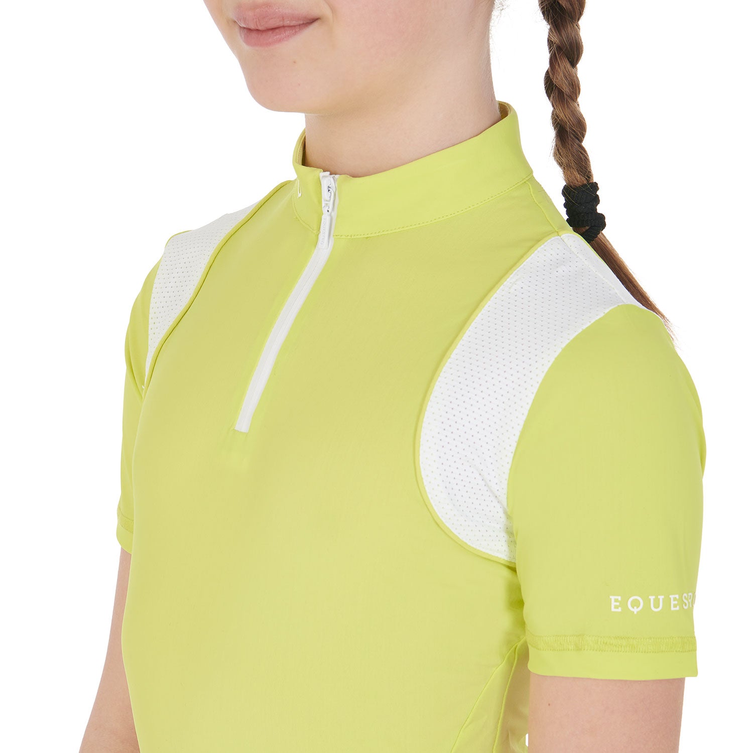 Polo bambina Equestro slim fit in tessuto tecnico a mezza manica
