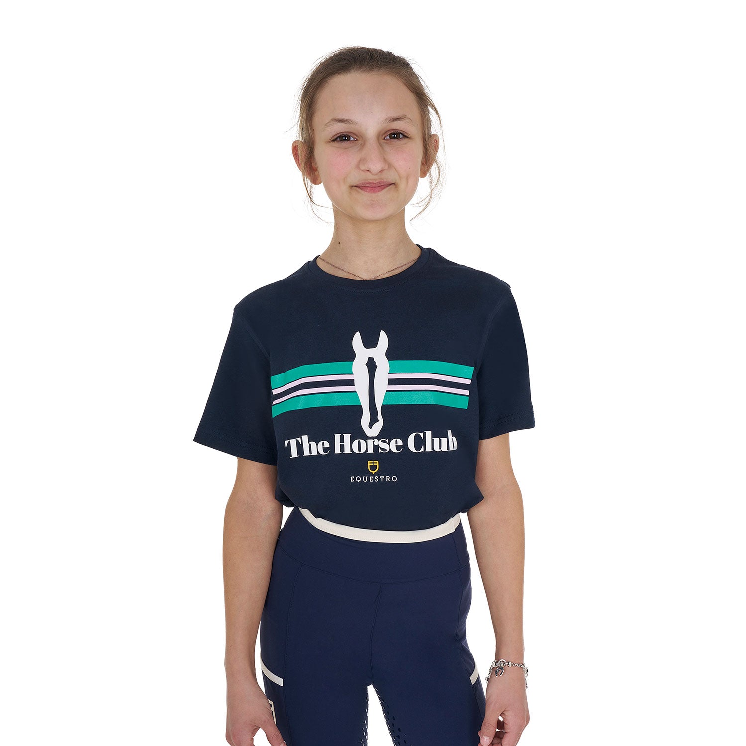 T-shirt bambina Stripe Horse Club in cotone