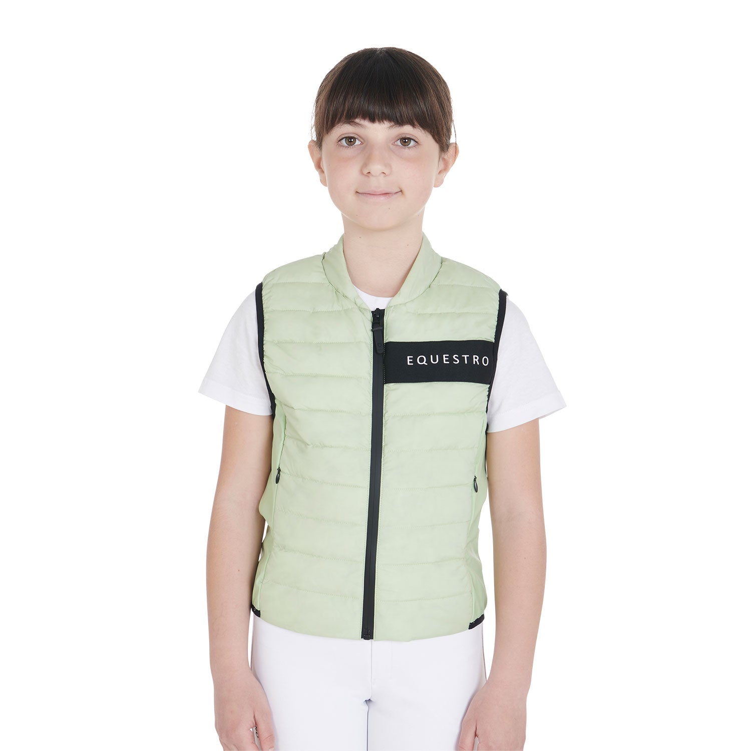Smanicato tecnico Equestro bambini in tessuto Verde traspirante e imbottito internamente