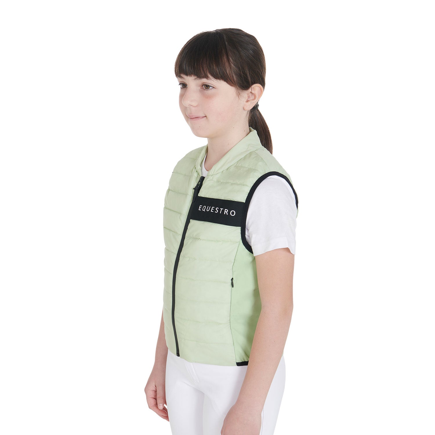 Smanicato tecnico Equestro bambini in tessuto Verde traspirante e imbottito internamente