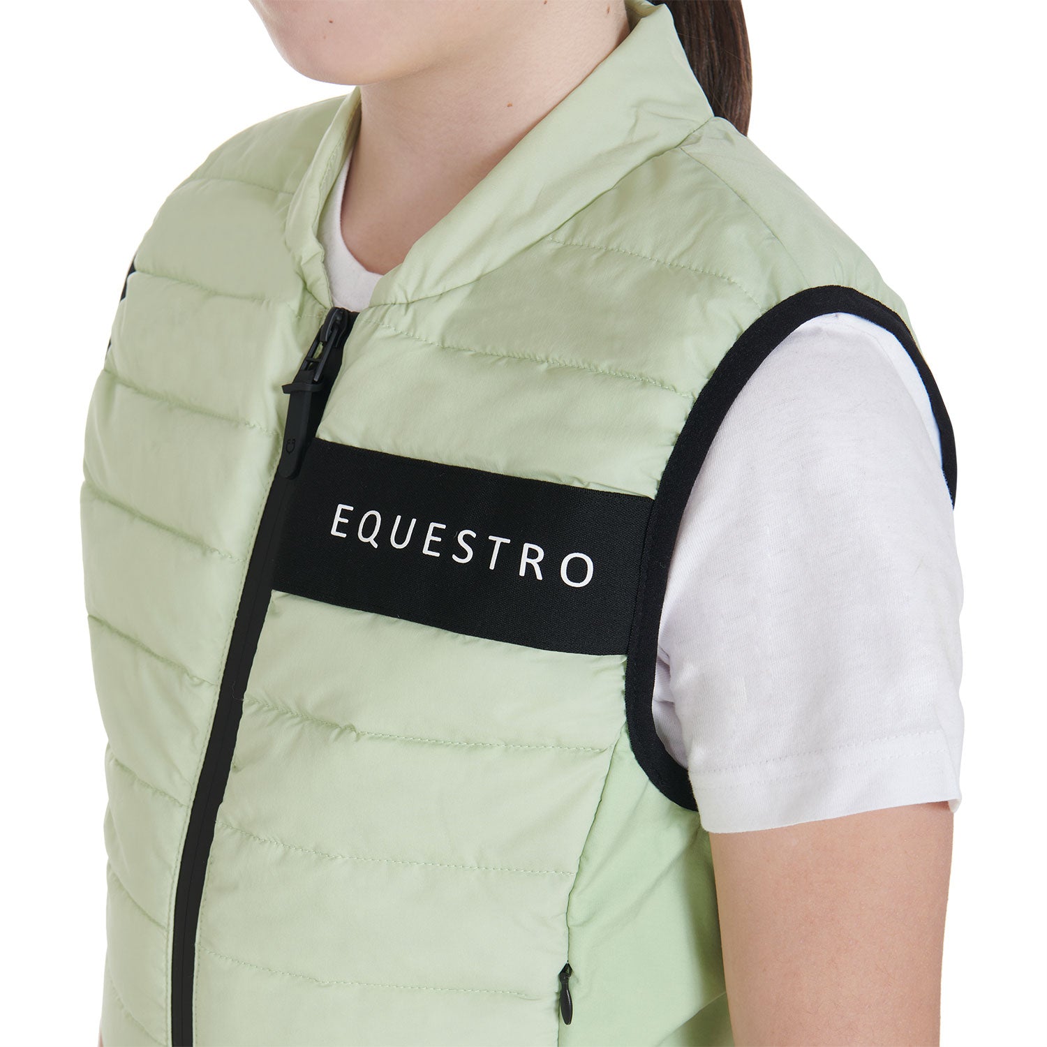 Smanicato tecnico Equestro bambini in tessuto Verde traspirante e imbottito internamente