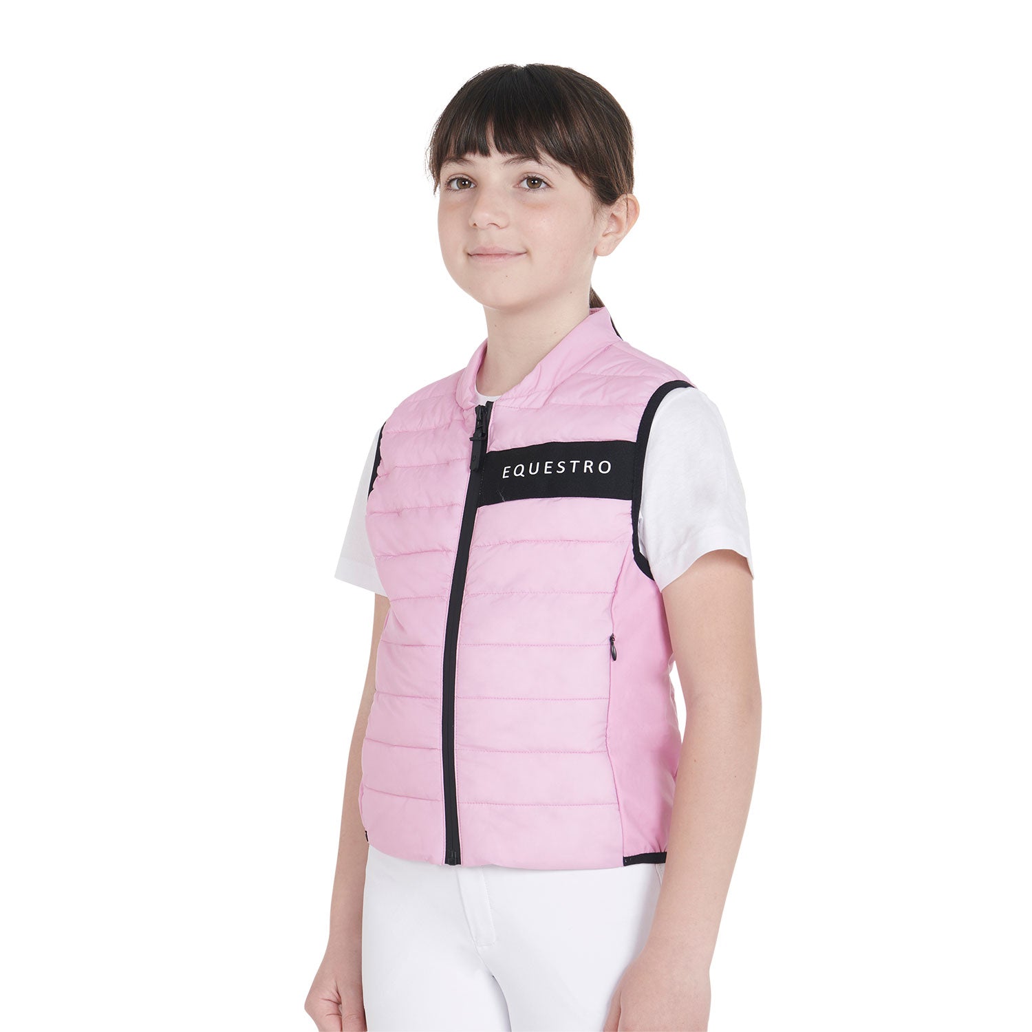 Smanicato tecnico Equestro bambini in tessuto Lilla traspirante e imbottito internamente