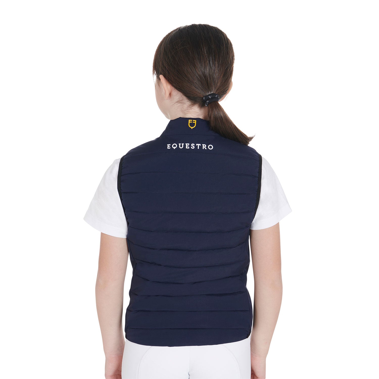 Smanicato tecnico Equestro bambini in tessuto Blu Navy traspirante e imbottito internamente