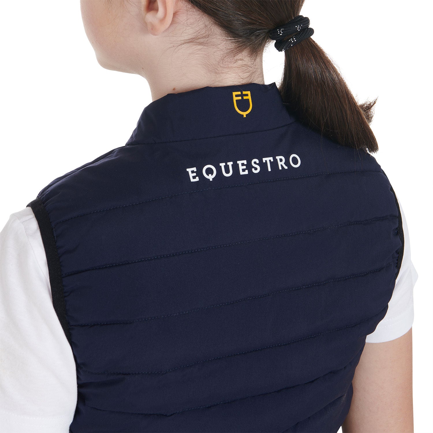 Smanicato tecnico Equestro bambini in tessuto Blu Navy traspirante e imbottito internamente