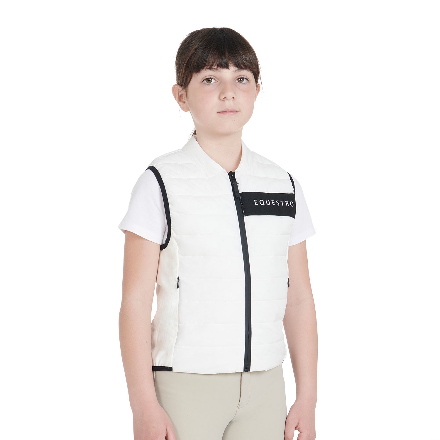 Smanicato tecnico Equestro bambini in tessuto Bianco traspirante e imbottito internamente