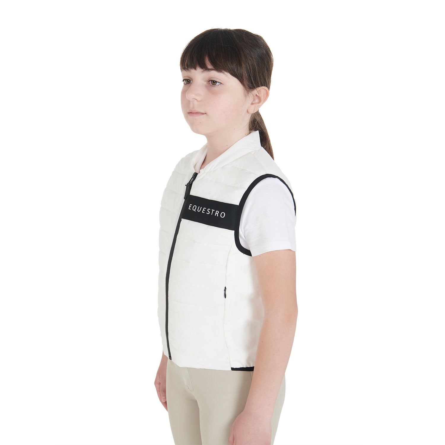 Smanicato tecnico Equestro bambini in tessuto Bianco traspirante e imbottito internamente
