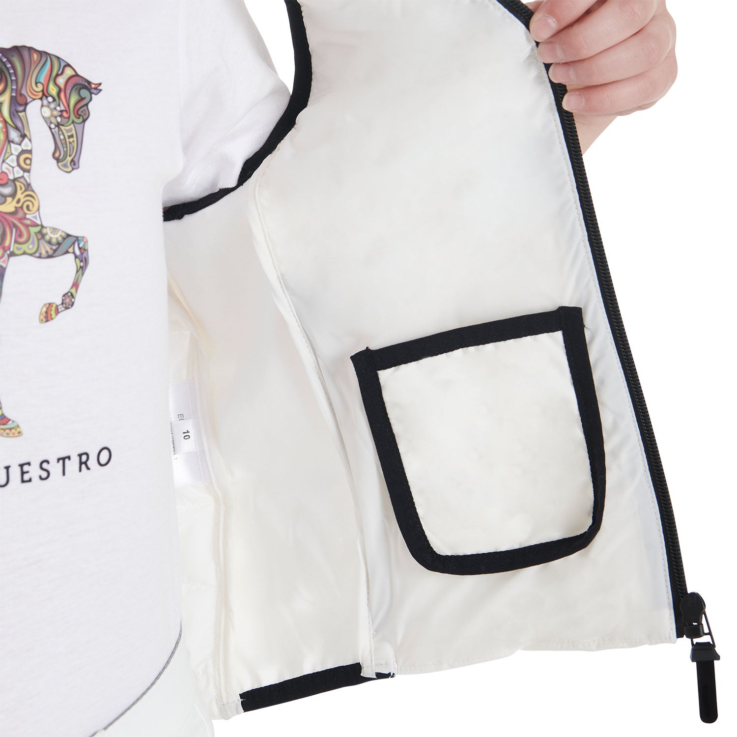 Smanicato tecnico Equestro bambini in tessuto Bianco traspirante e imbottito internamente