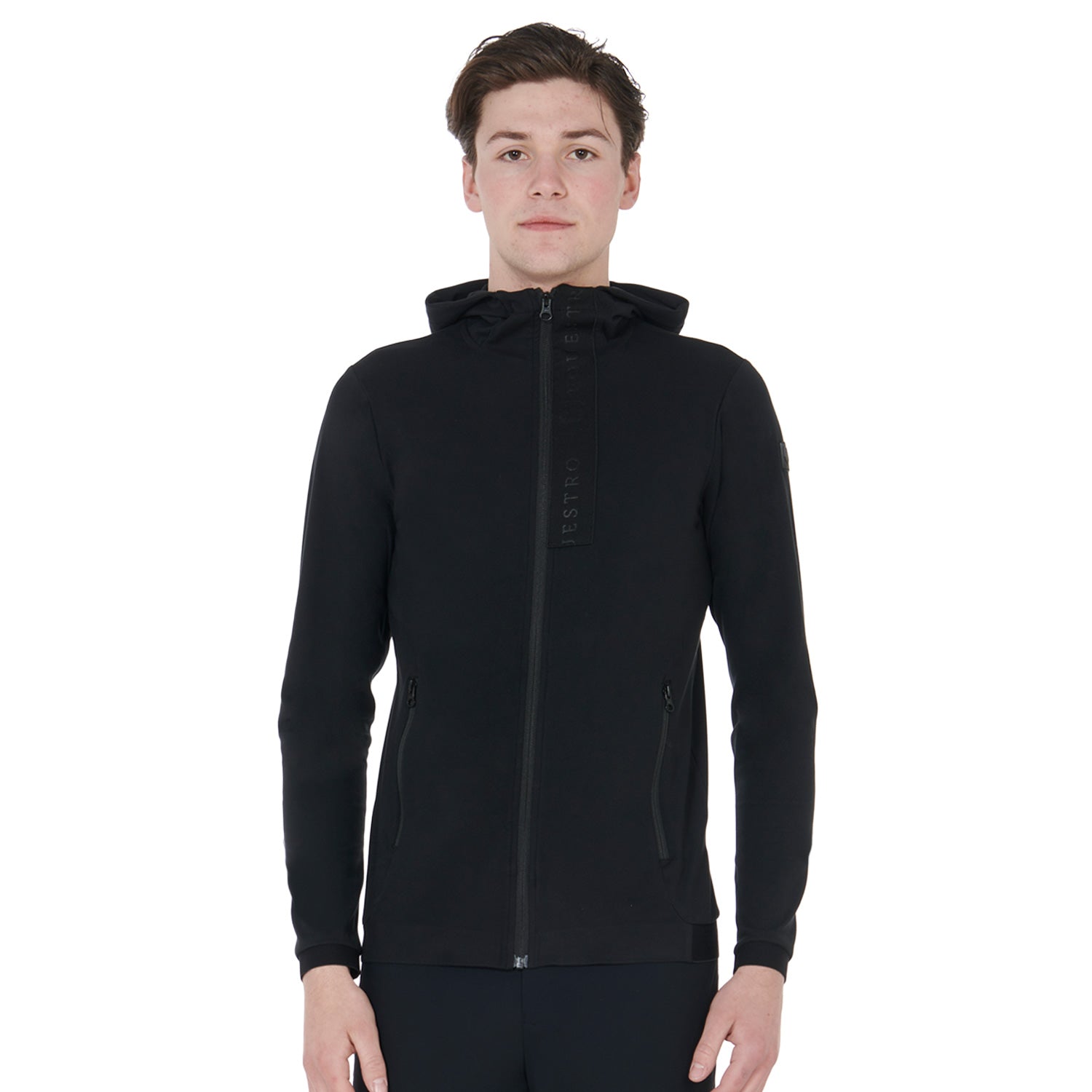 Felpa uomo Equestro Narvik, full zip con cappuccio in tessuto tecnico