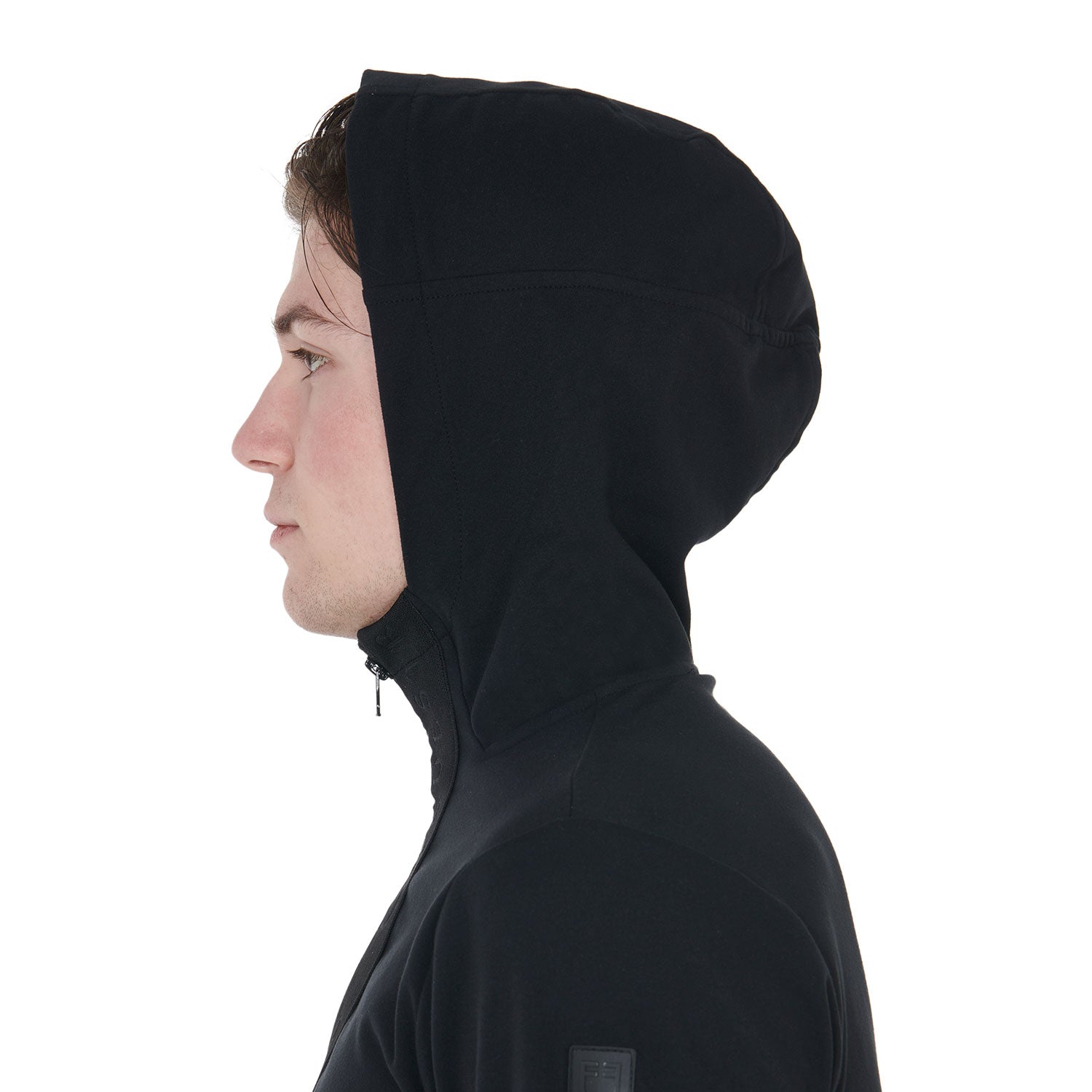 Felpa uomo Equestro Narvik, full zip con cappuccio in tessuto tecnico