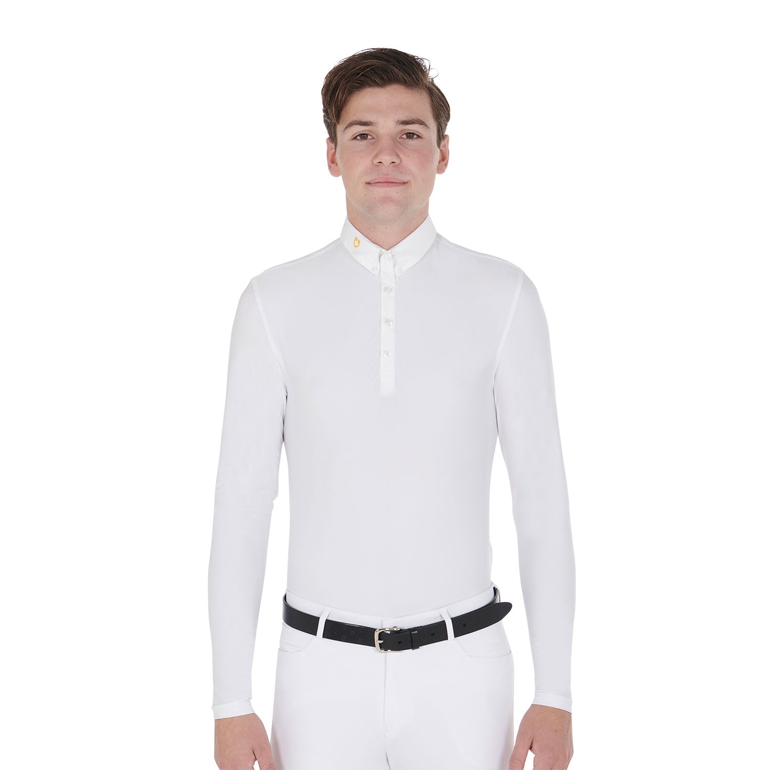 Polo Uomo Slim Fit da concorso Equestro Warm + in tessuto tecnico FELPATO