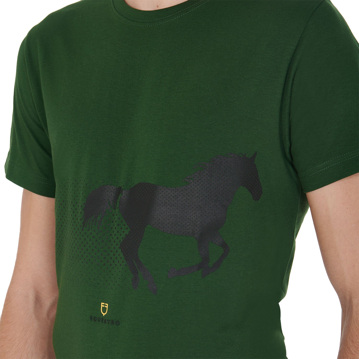 T-shirt uomo slim fit in cotone a mezza manica Equestro con cavallo che galoppa