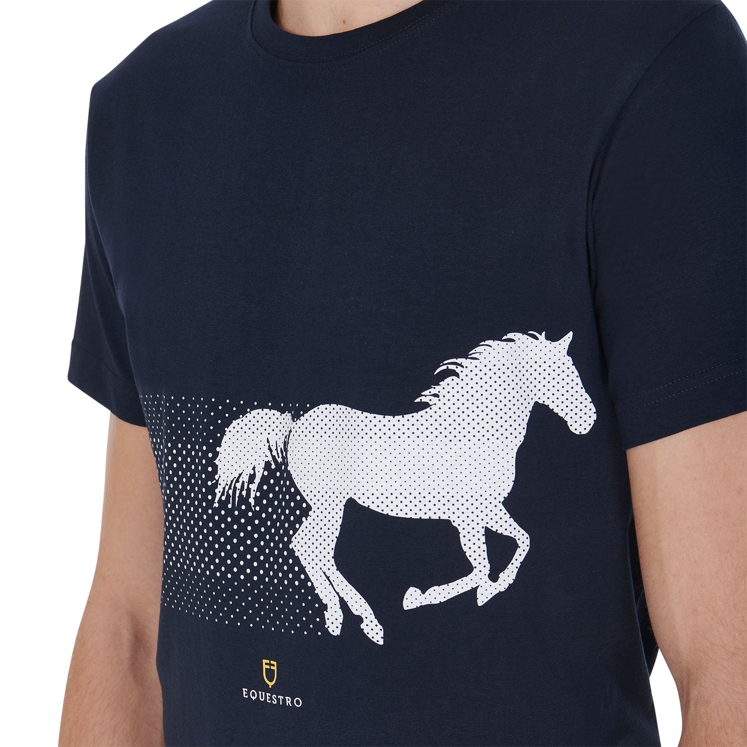 T-shirt uomo slim fit in cotone a mezza manica Equestro con cavallo che galoppa