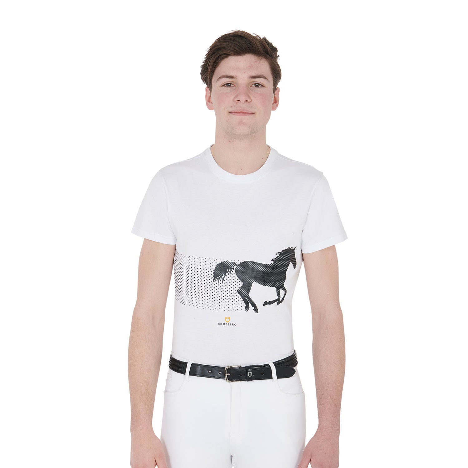 T-shirt uomo slim fit in cotone a mezza manica Equestro con cavallo che galoppa