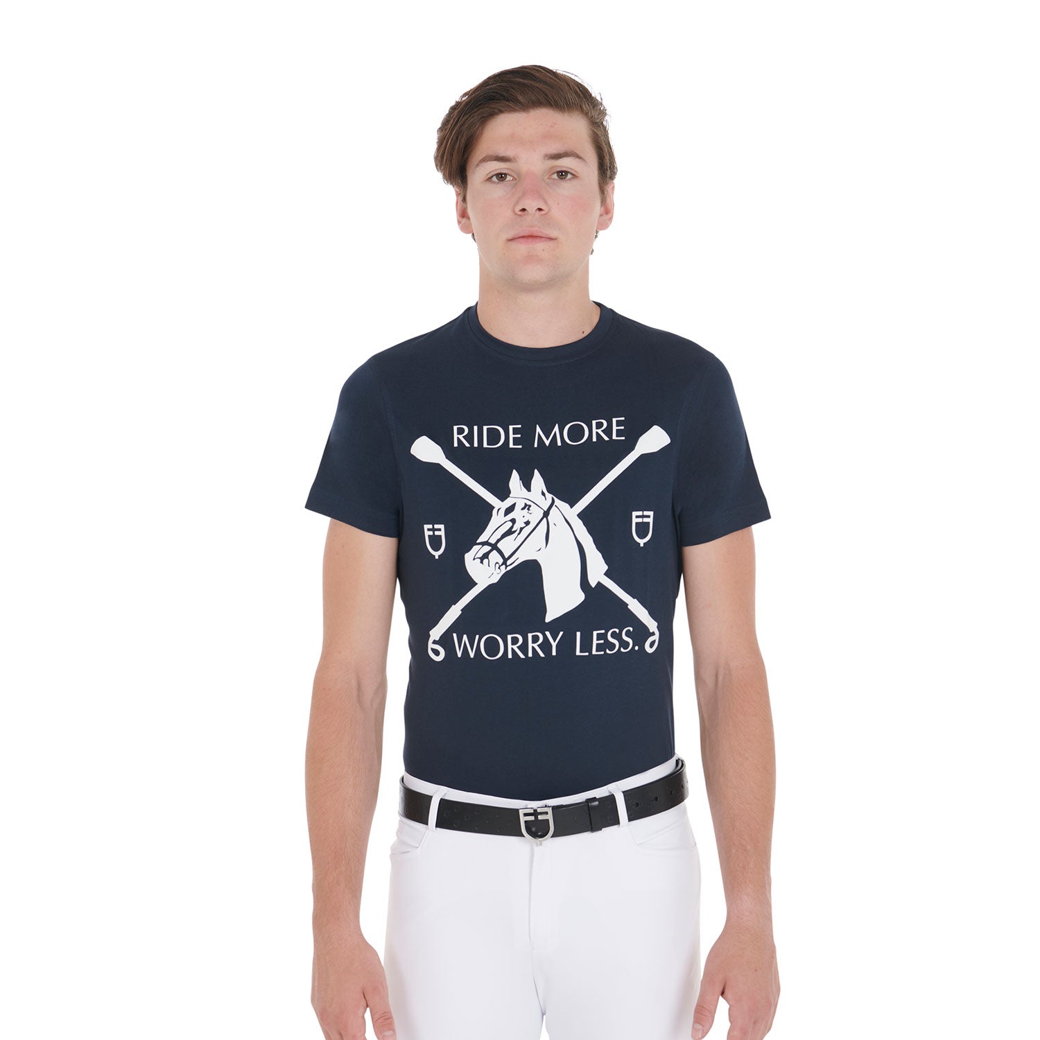 T-shirt uomo slim fit con stampa equestre in cotone Equestro