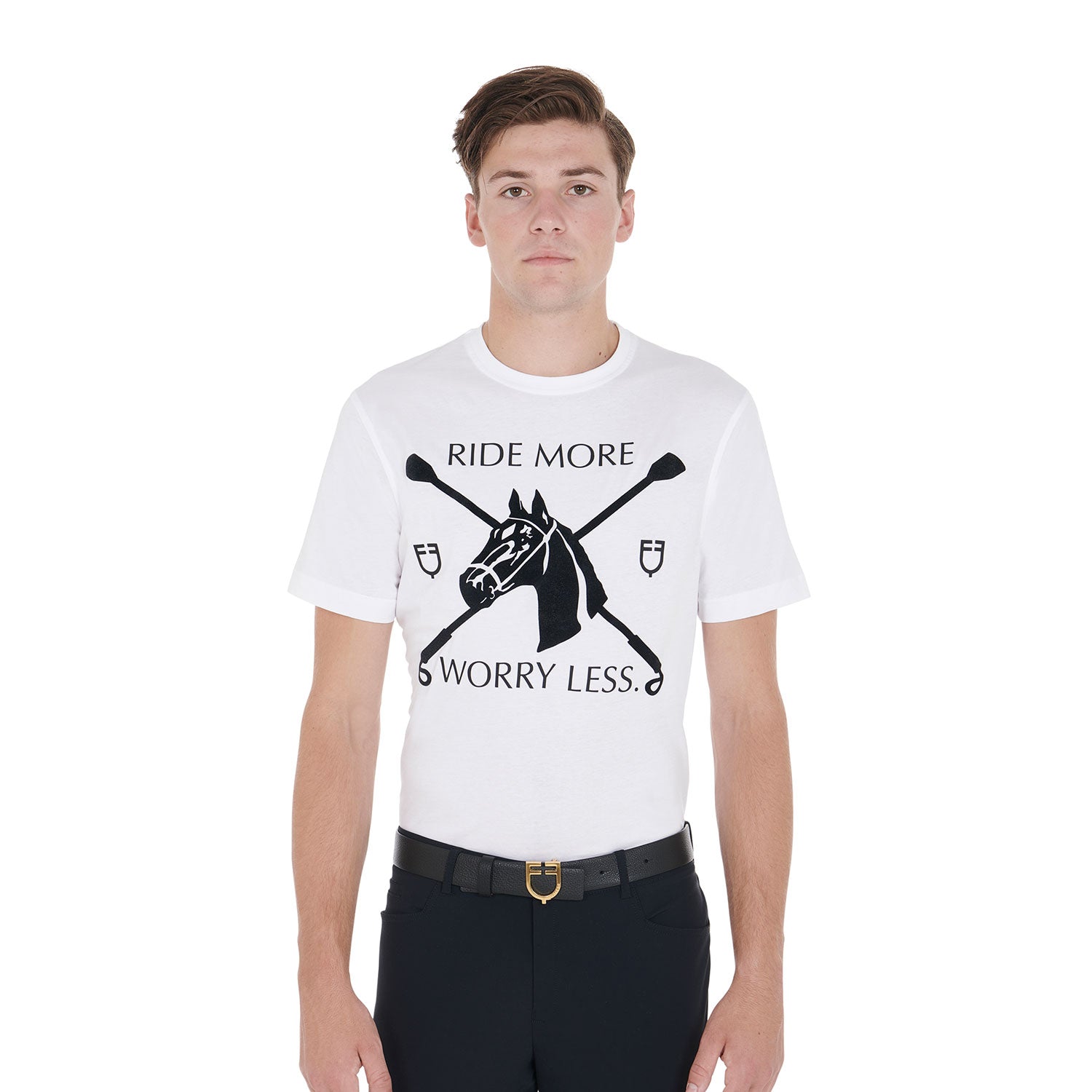 T-shirt uomo slim fit con stampa equestre in cotone Equestro