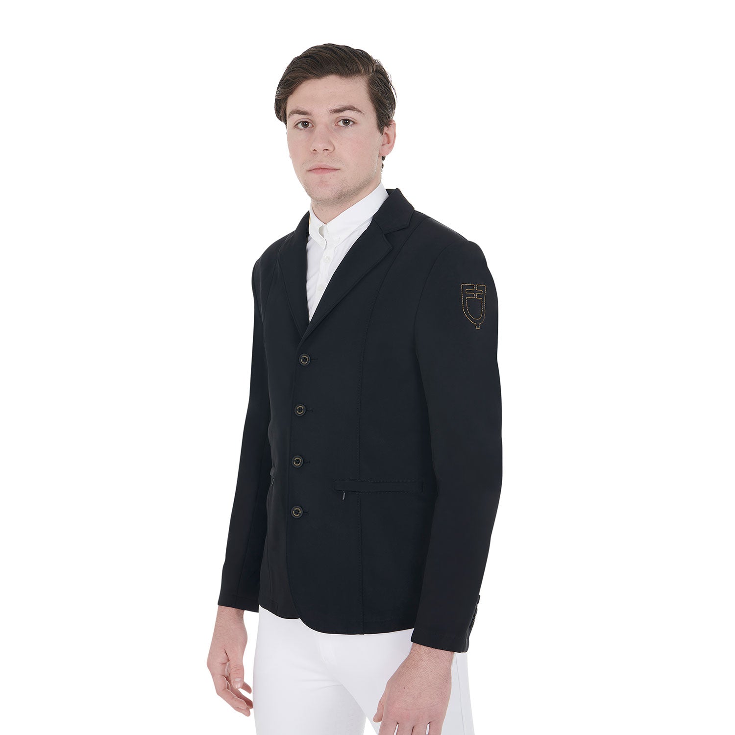 Giacca da concorso uomo Equestro Exclusive con logo a contrasto
