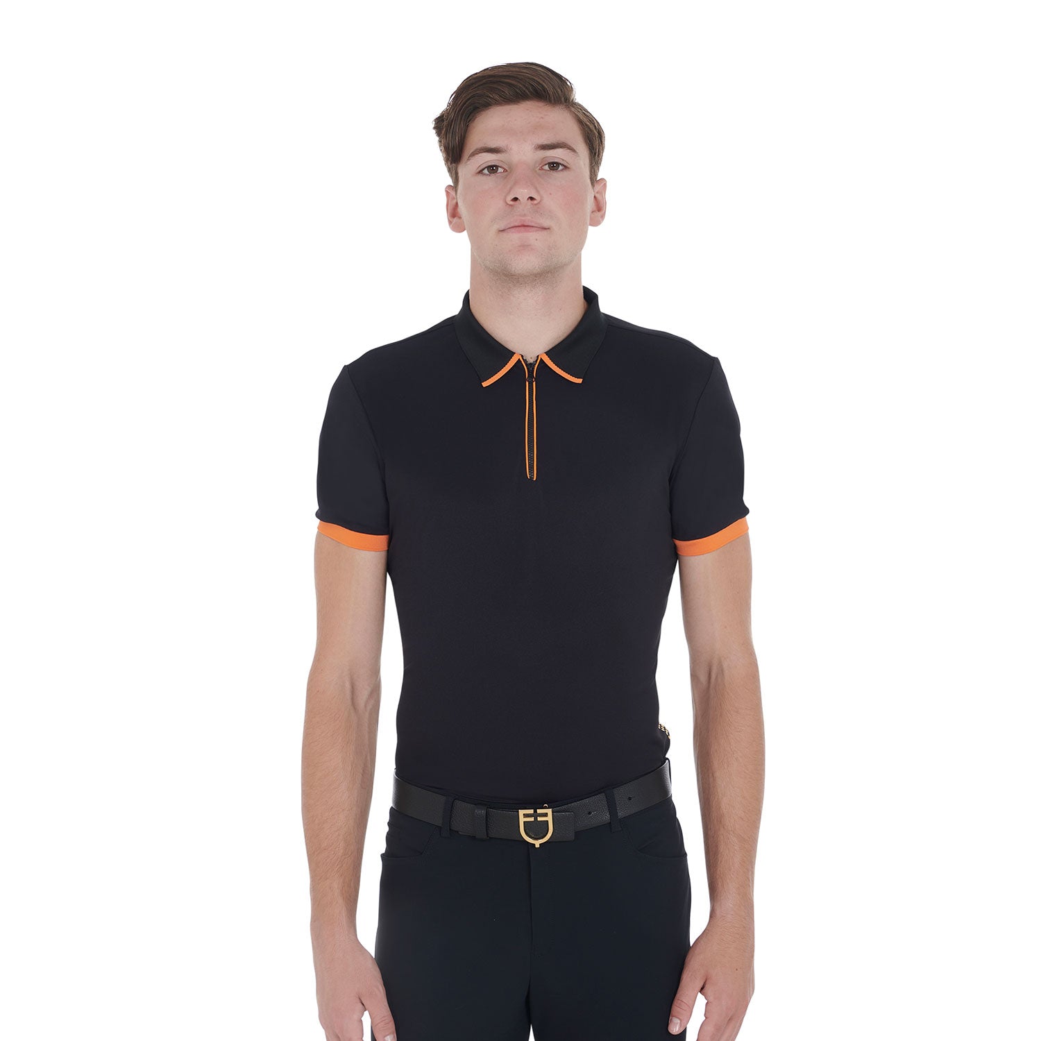 Polo uomo Equestro slim fit in tessuto tecnico da allenamento