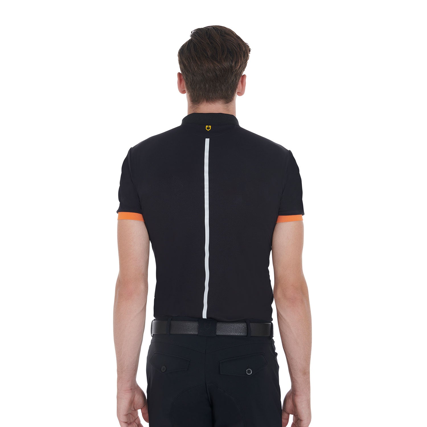 Polo uomo slim fit Equestro realizzata in tessuto tecnico con dettagli a contrasto