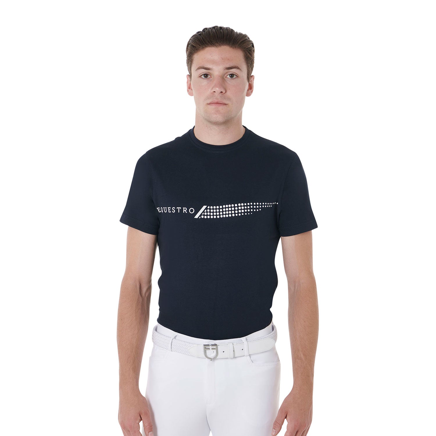 T-shirt uomo slim fit Equestro in morbido cotone con stampa a contrasto
