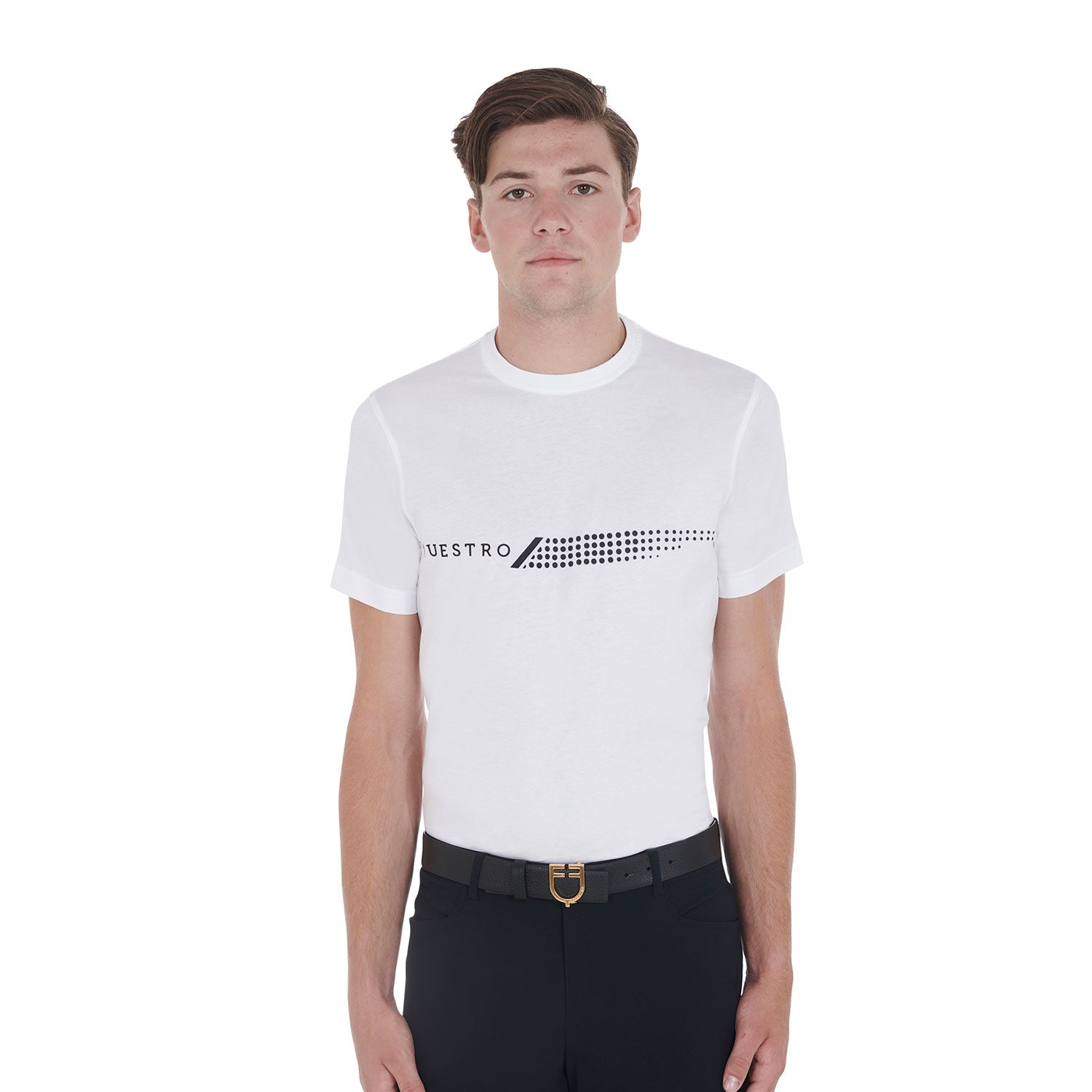 T-shirt uomo slim fit Equestro in morbido cotone con stampa a contrasto