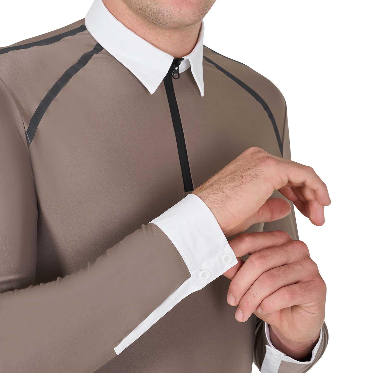 Polo uomo slim fit da concorso manica lunga Equestro