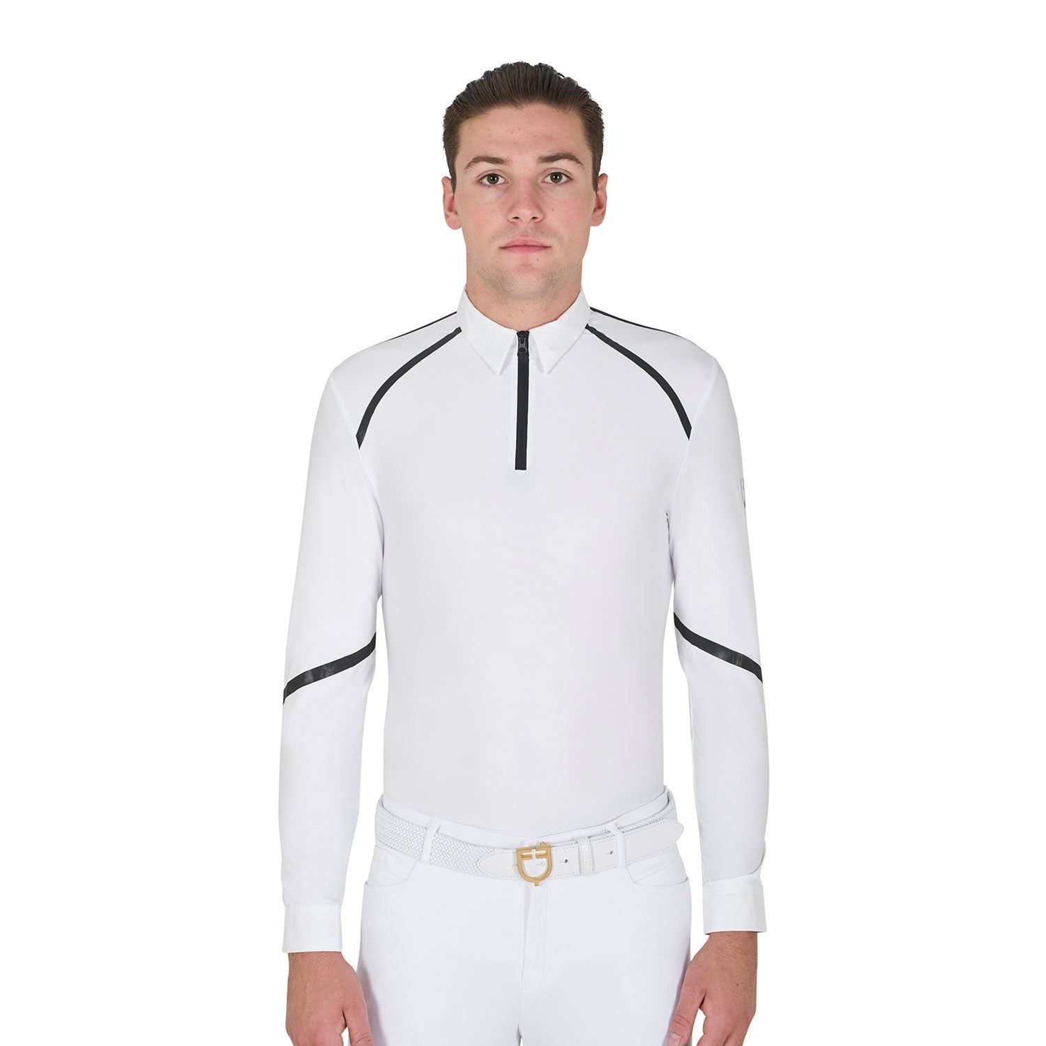 Polo uomo slim fit da concorso manica lunga Equestro