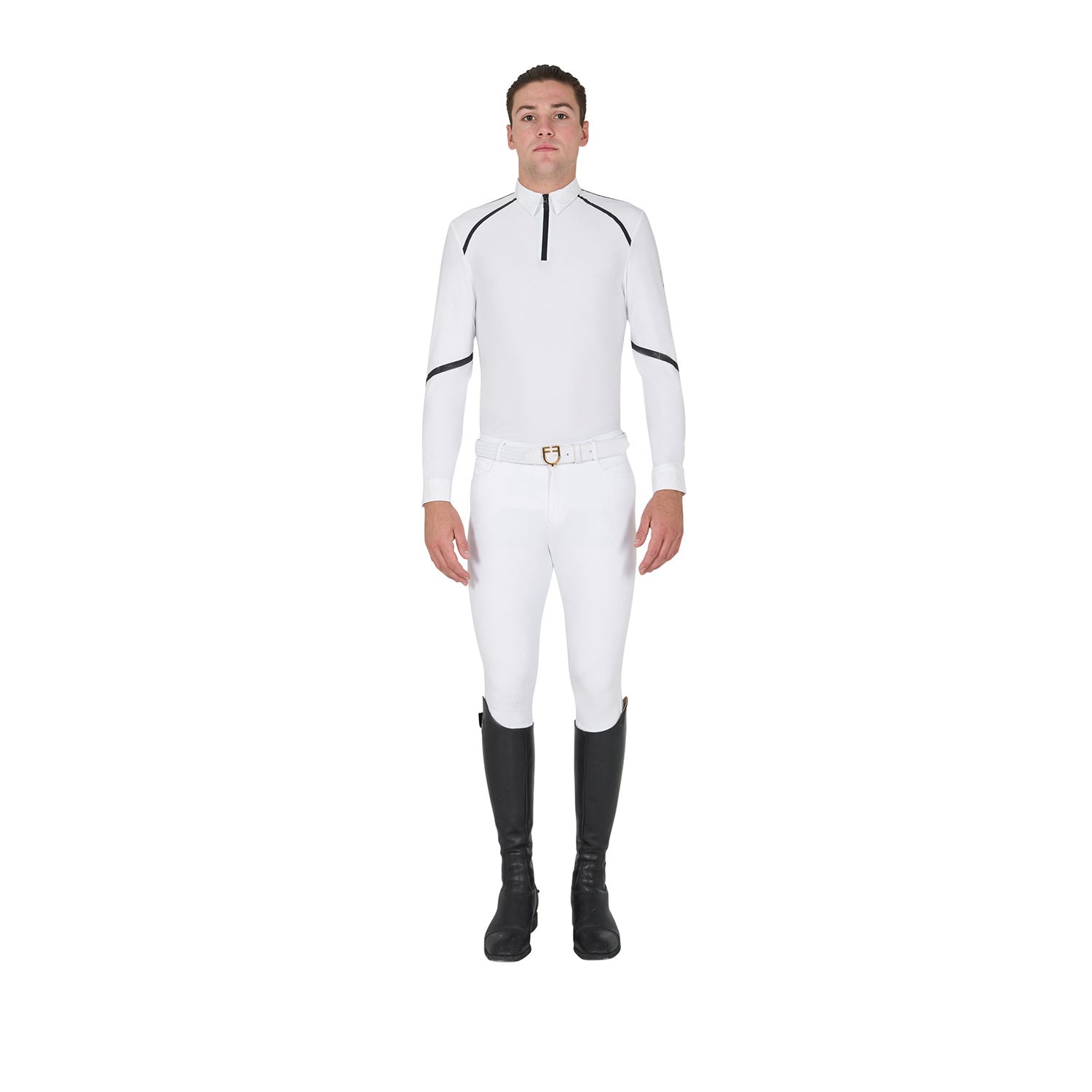 Polo uomo slim fit da concorso manica lunga Equestro