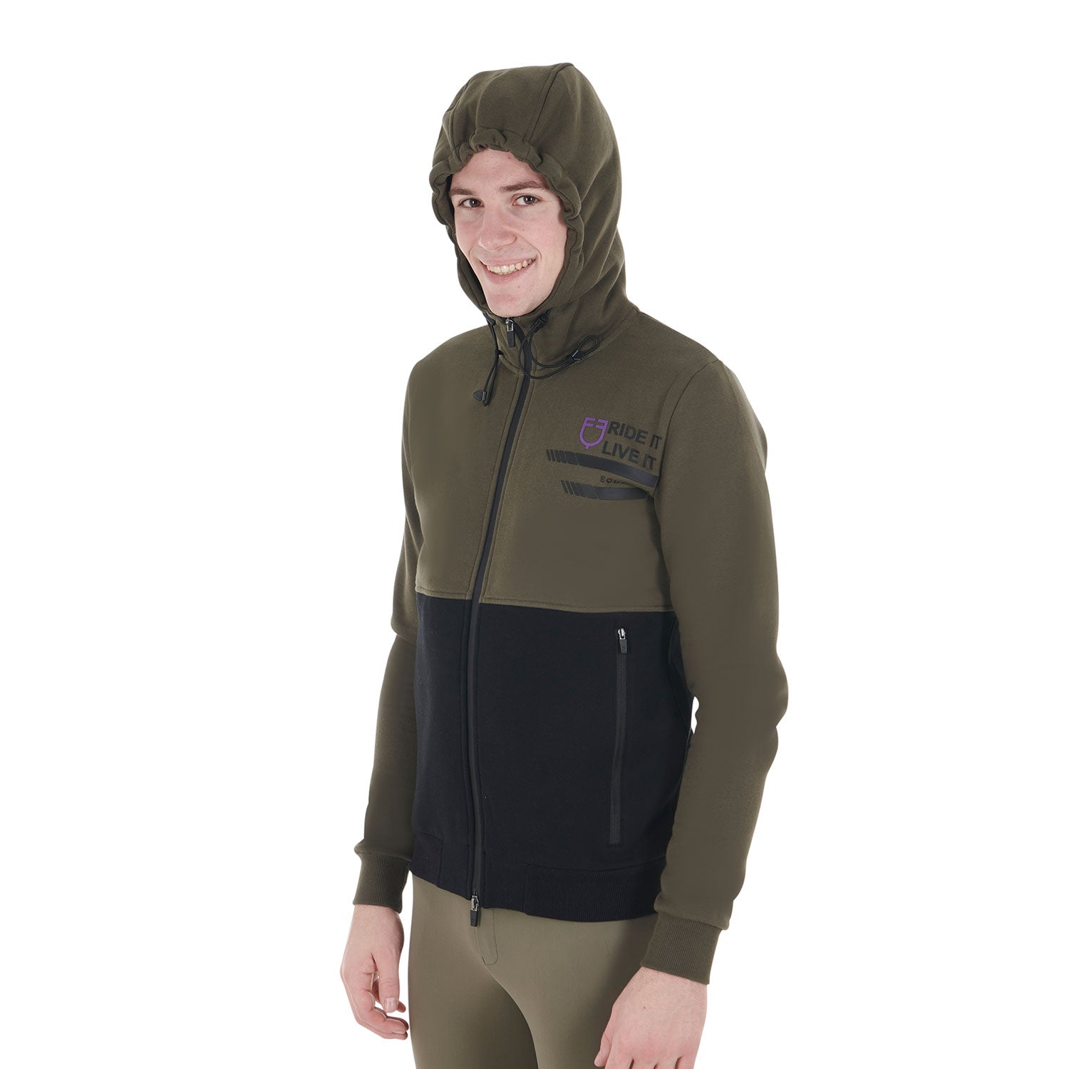 Felpa uomo Equestro con cappuccio e pile interno