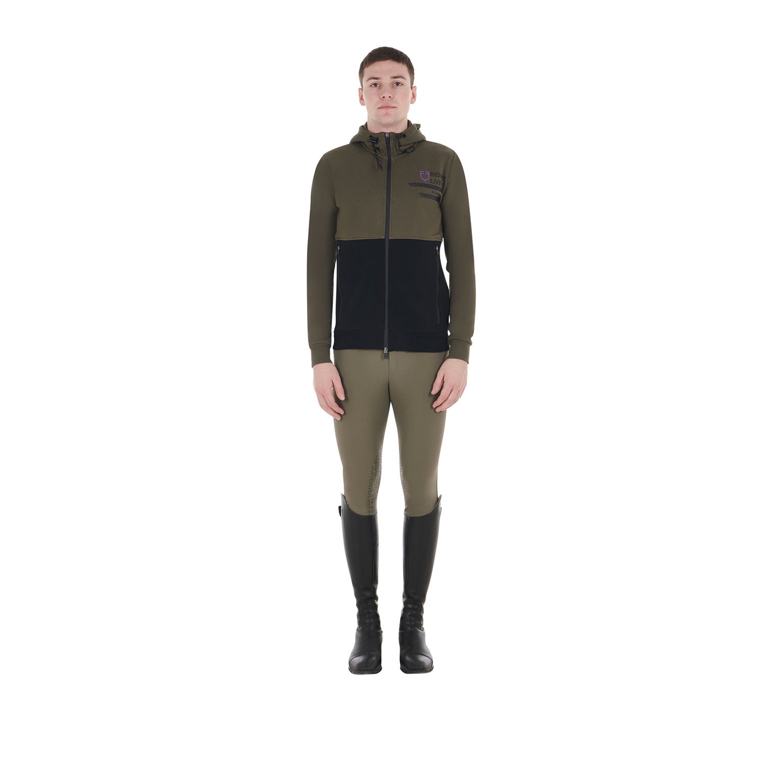 Felpa uomo Equestro con cappuccio e pile interno