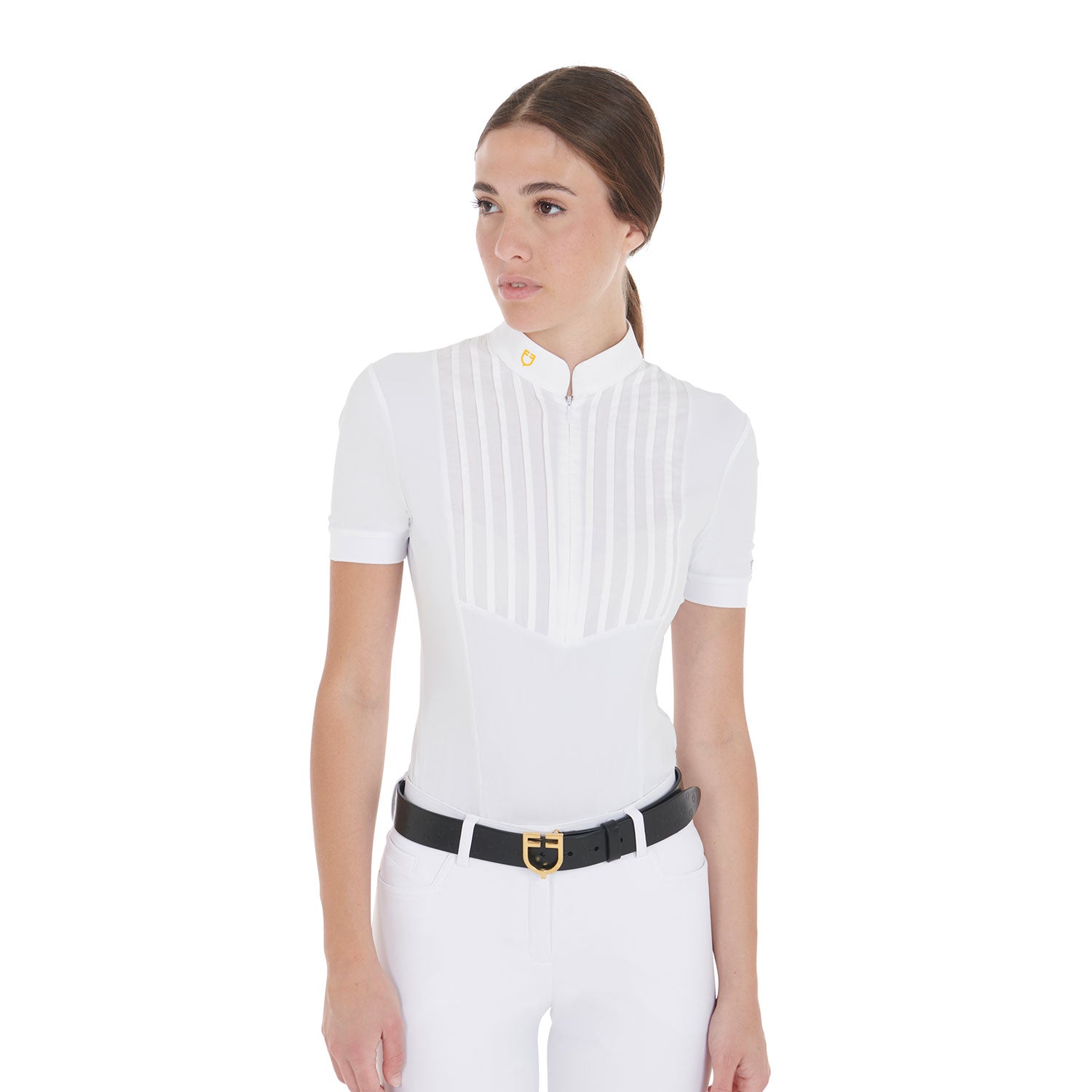 Polo donna slim fit cotone plissettato Equestro