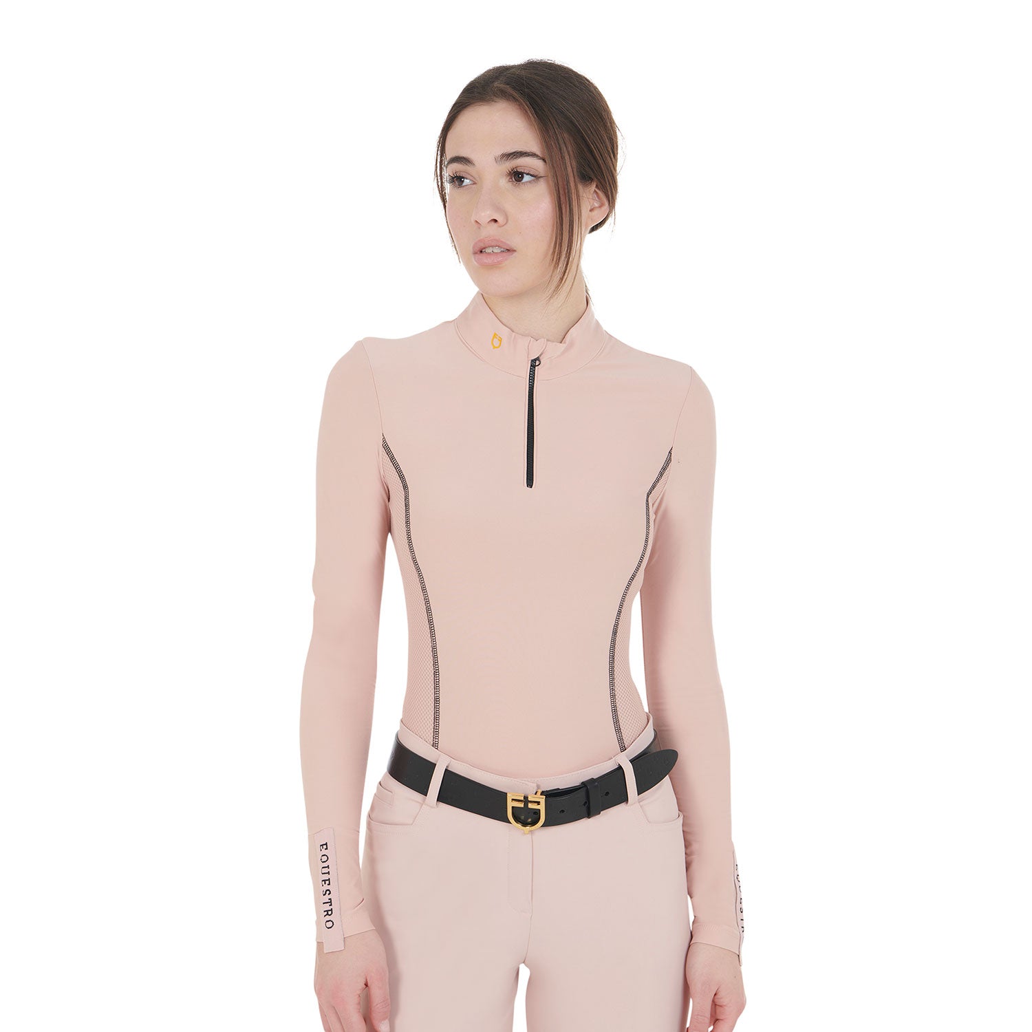 Polo slim fit donna da allenamento a maniche Lunghe Equestro