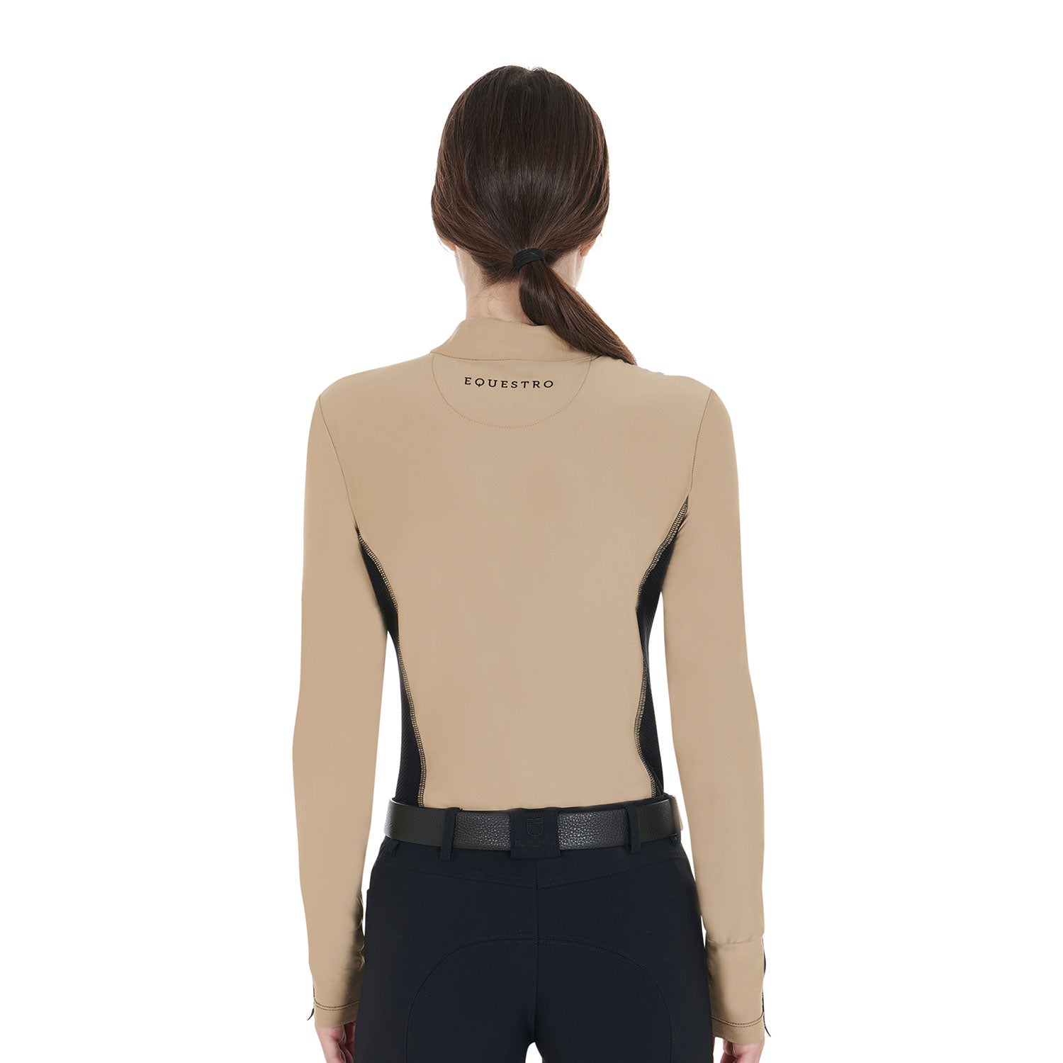 Polo slim fit donna da allenamento a maniche Lunghe Equestro